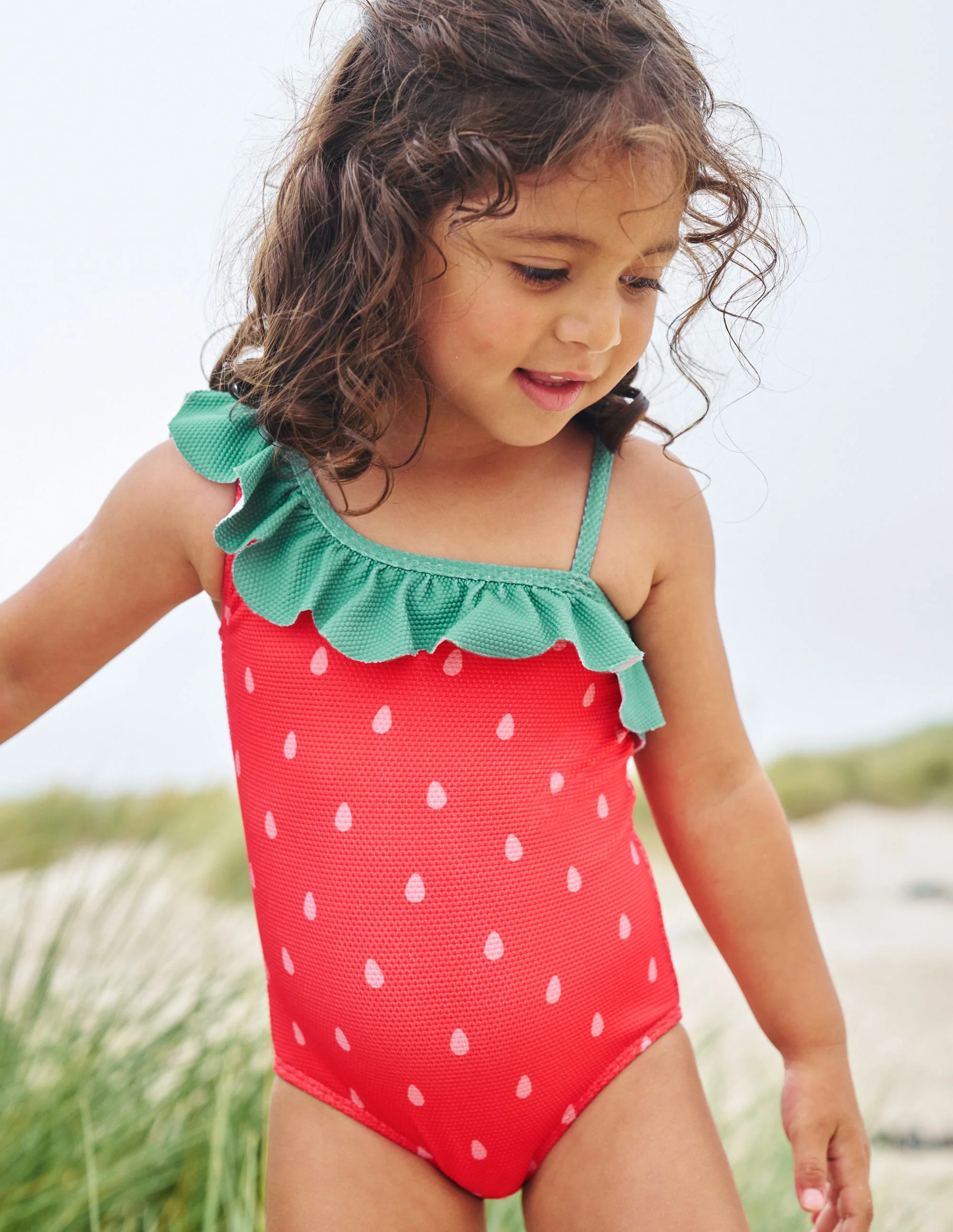 One Shoulder Textured Swimsuit-Jam Strawberry Pip - Image 4