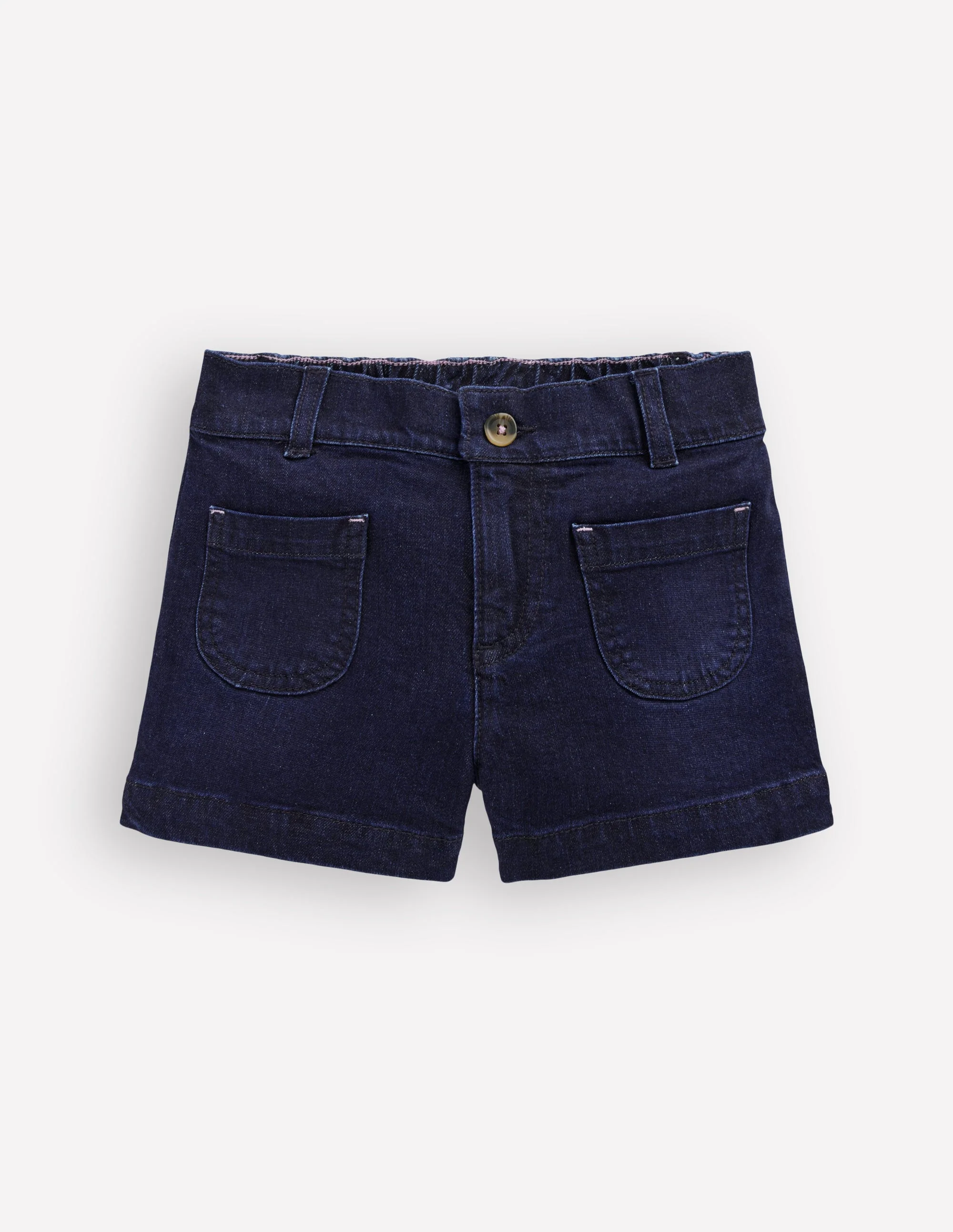 Patch Pocket Shorts-Dark Wash Denim