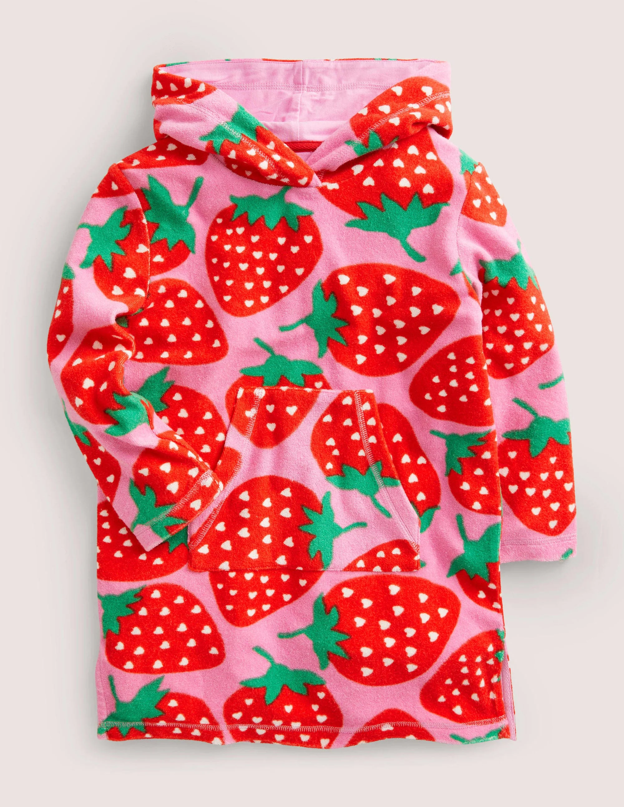 Pattern Towelling Beach Dress-Tickled Pink Strawberries