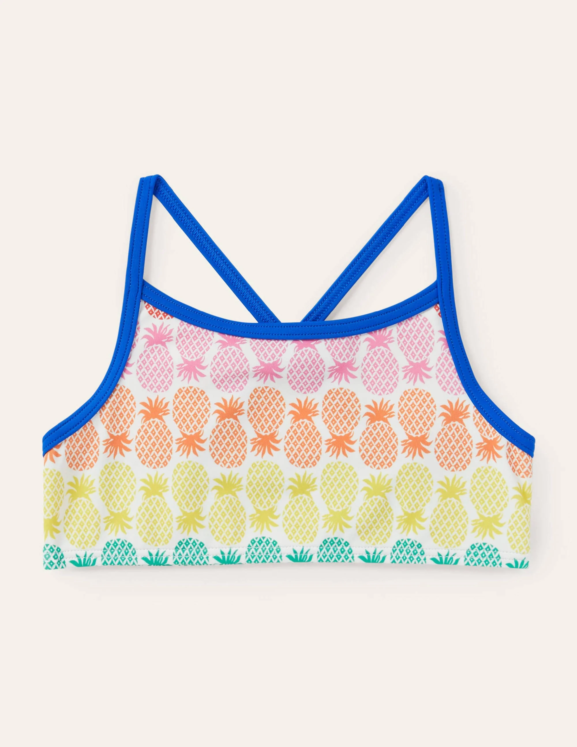 Patterned Bikini Top-Multi Rainbow Pineapple Geo