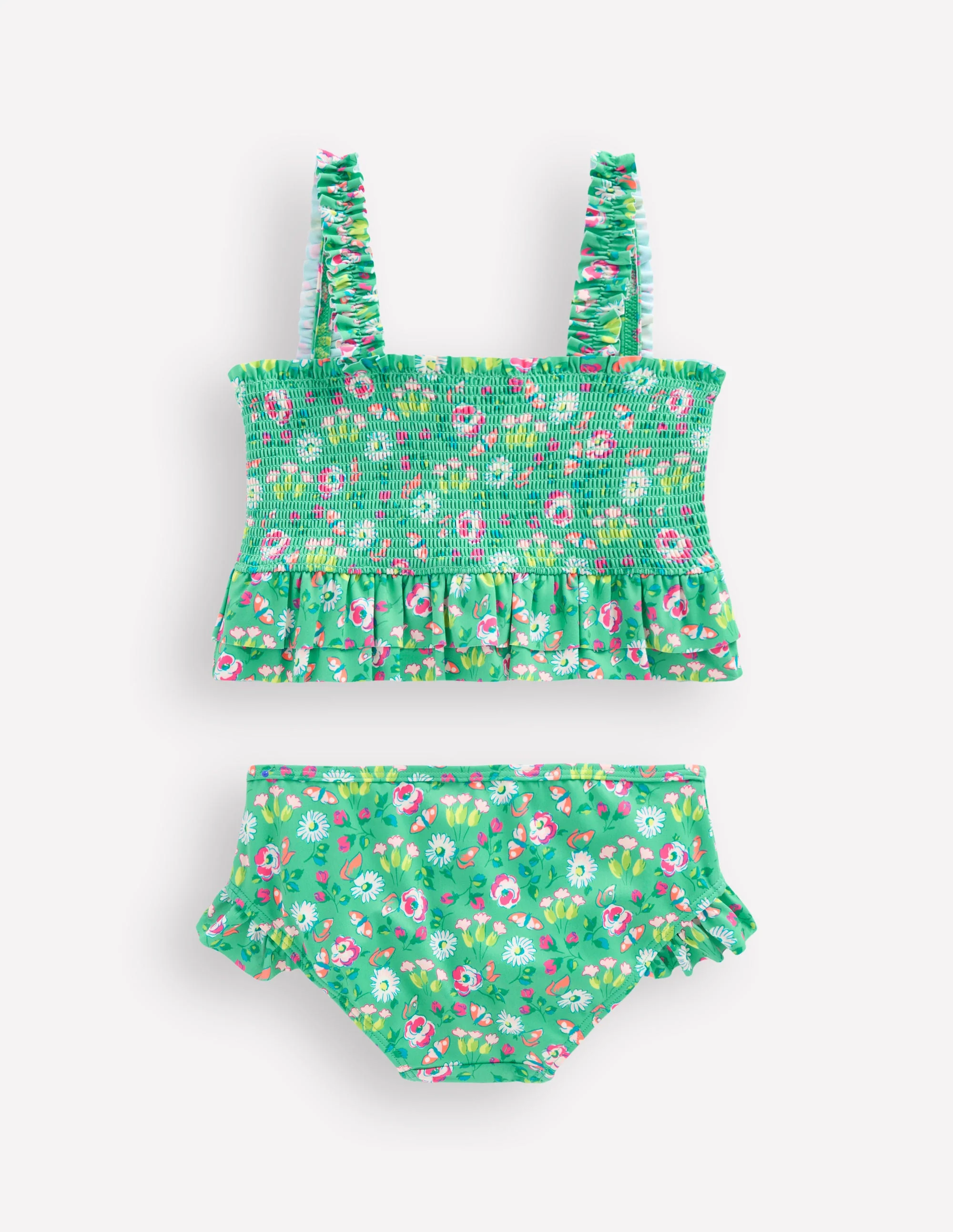Peplum Smocked Bikini-Aquamarine Butterfly Floral - Image 2
