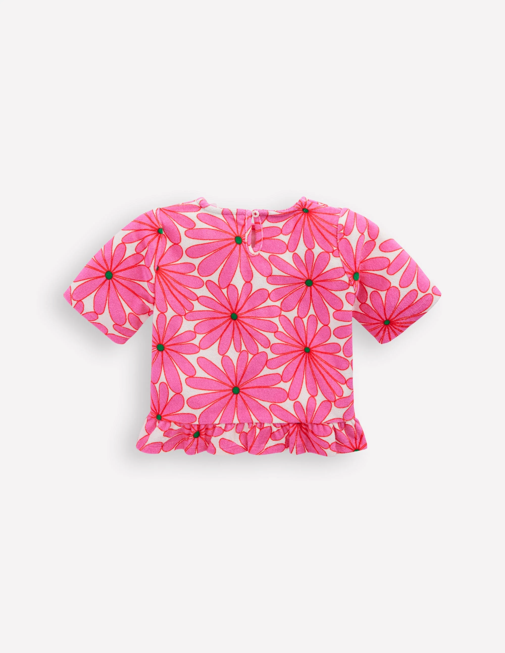 Peplum Towelling Top-Festival Pink Giant Daisy - Image 2