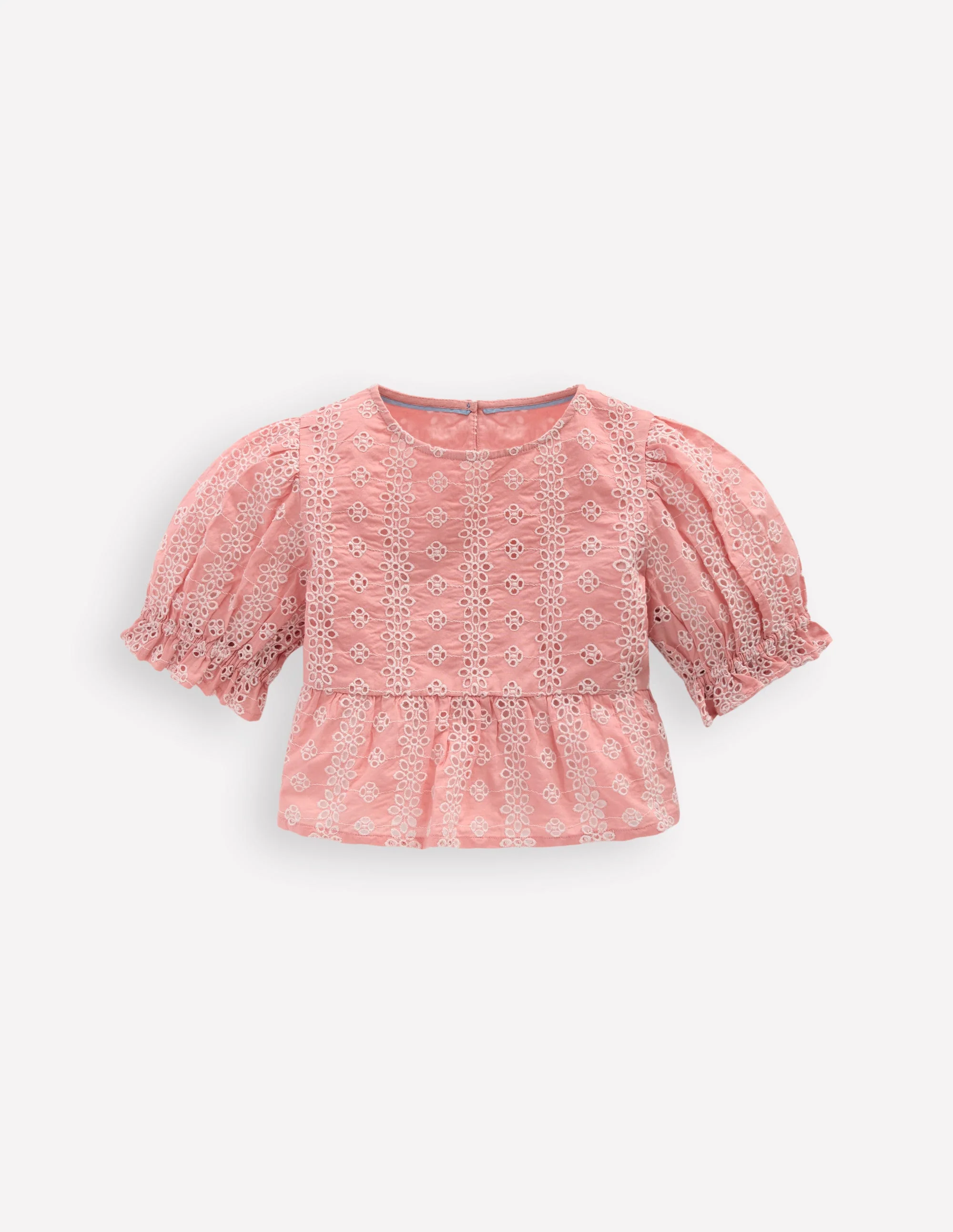 Peplum Woven Top-Almond Pink Broderie