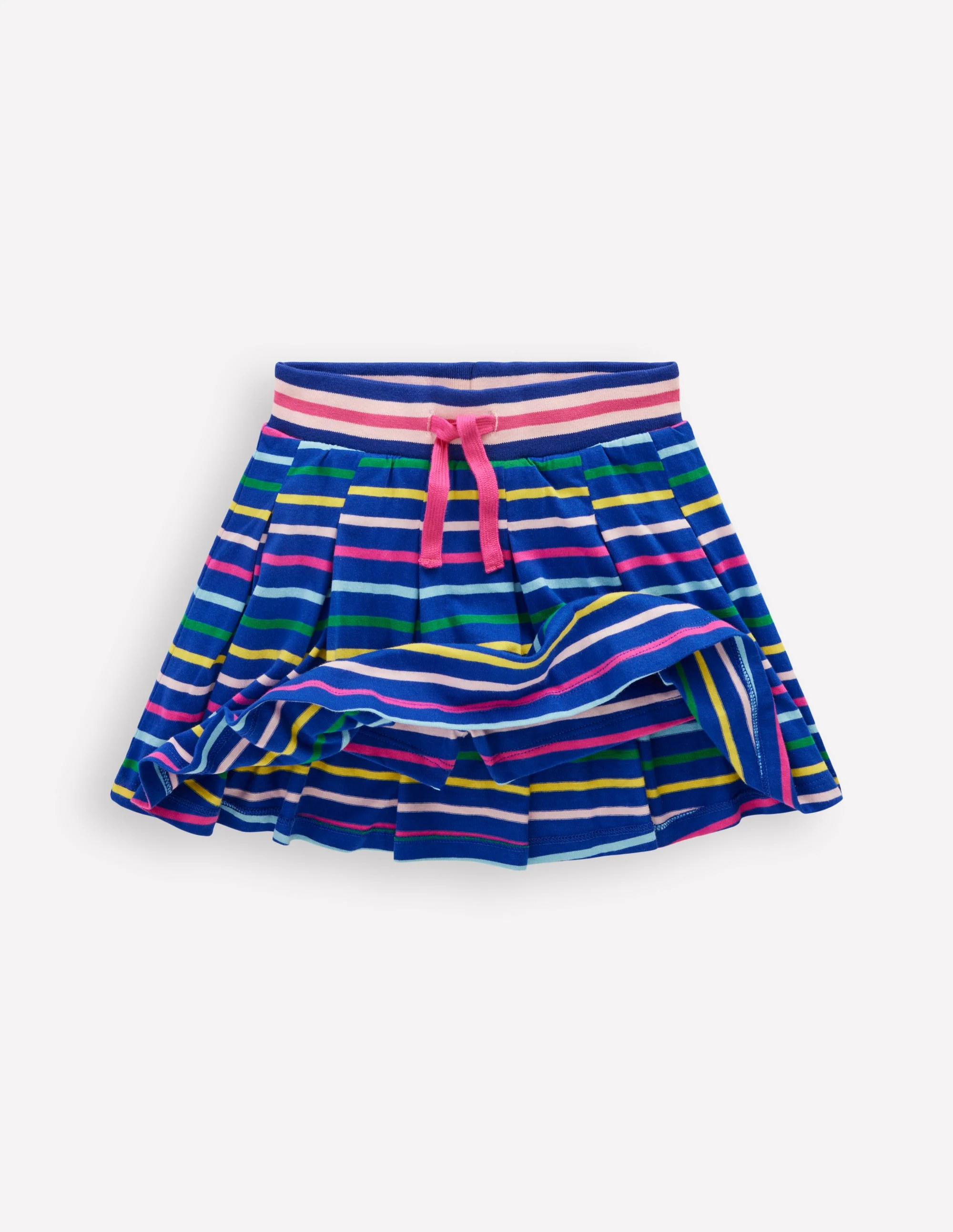 Pleated Jersey Skort-Navy Rainbow Stripe - Image 4