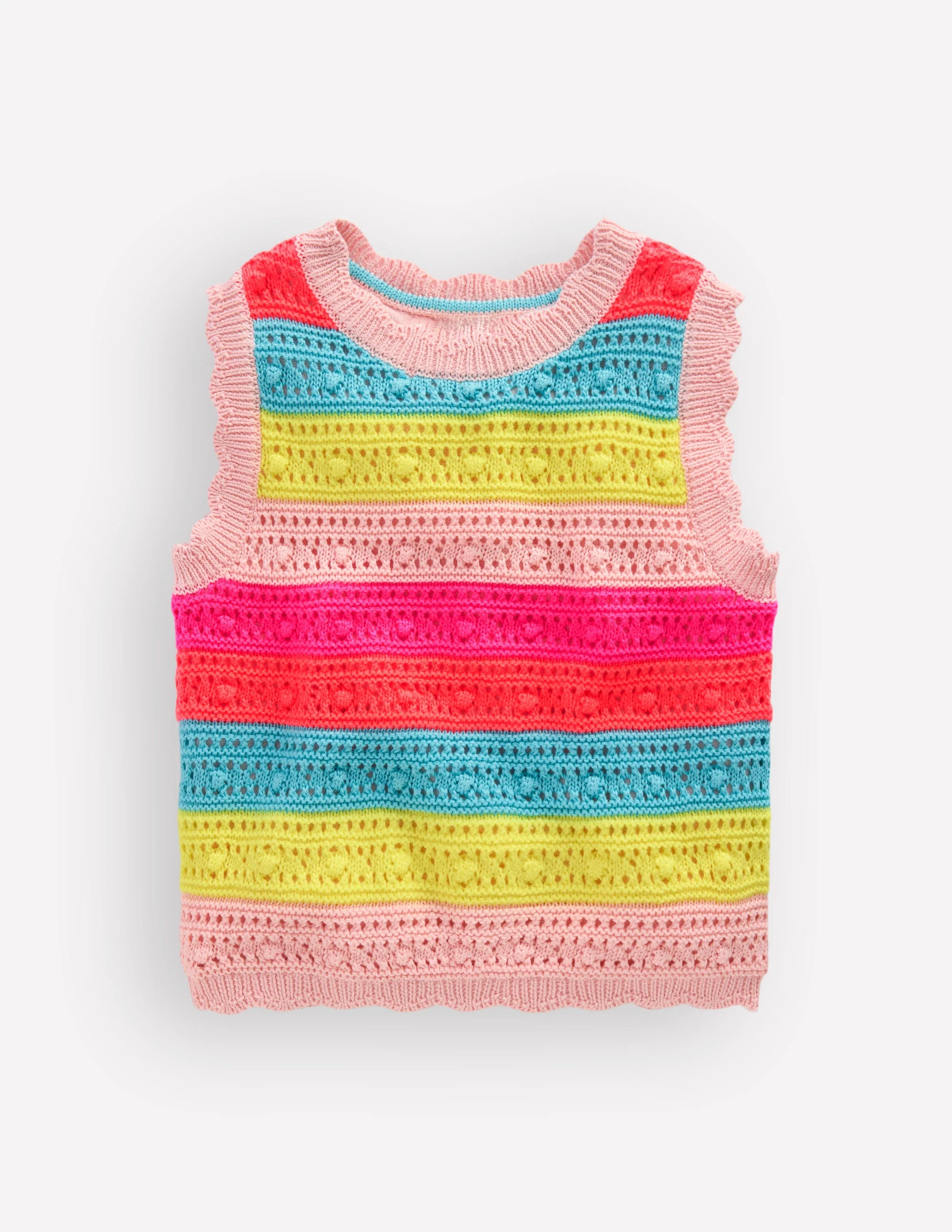 Pointelle Knitted Vest-Neon Stripe - Image 2