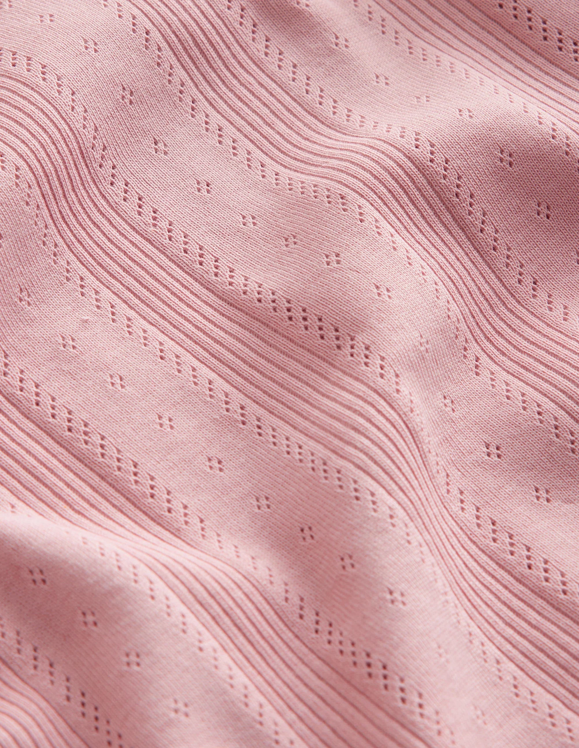 Pointelle Puff Sleeve Top-Vintage Pink - Image 3
