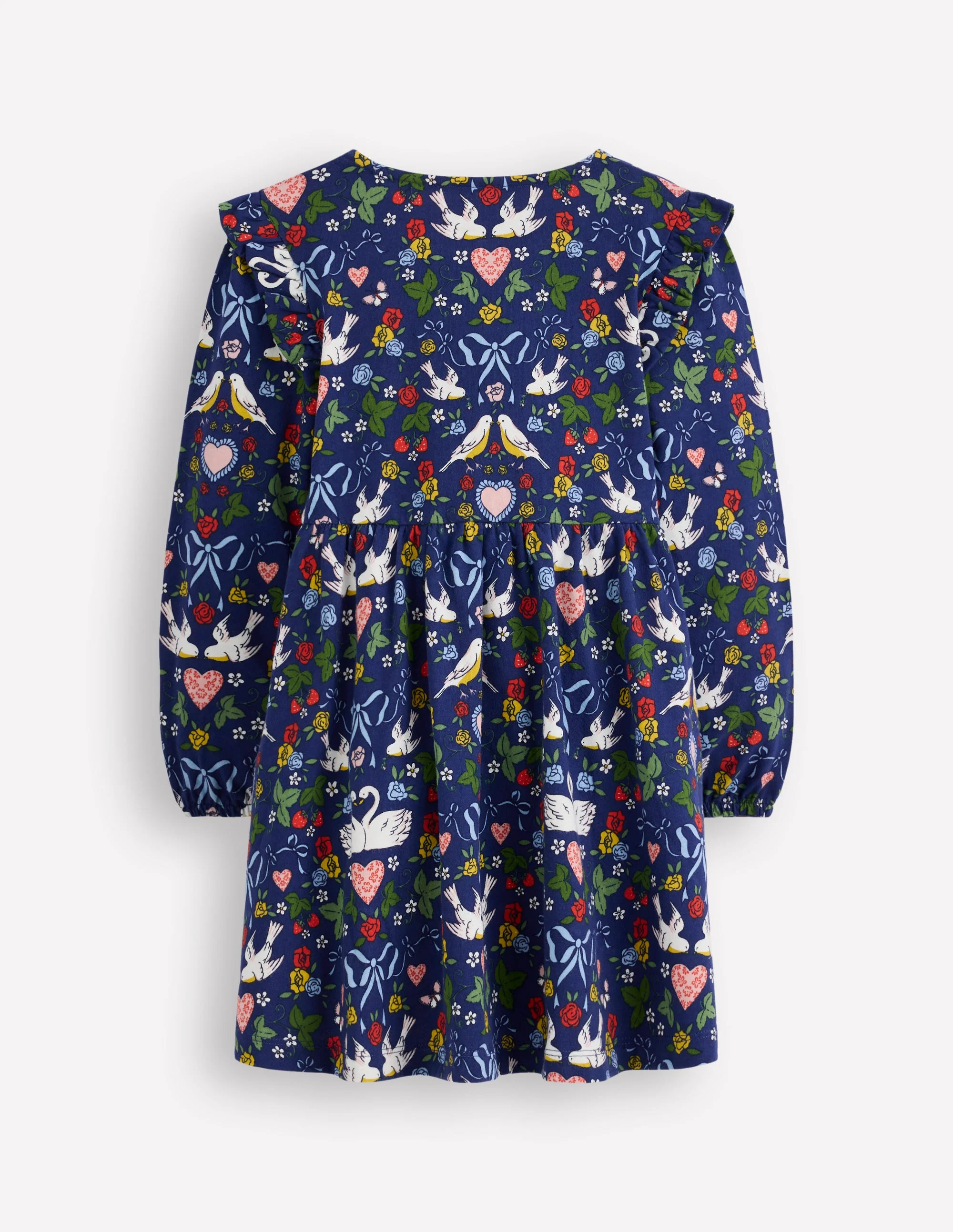 Posie Long Sleeve Jersey Dress-Starboard Blue Lovebirds - Image 2