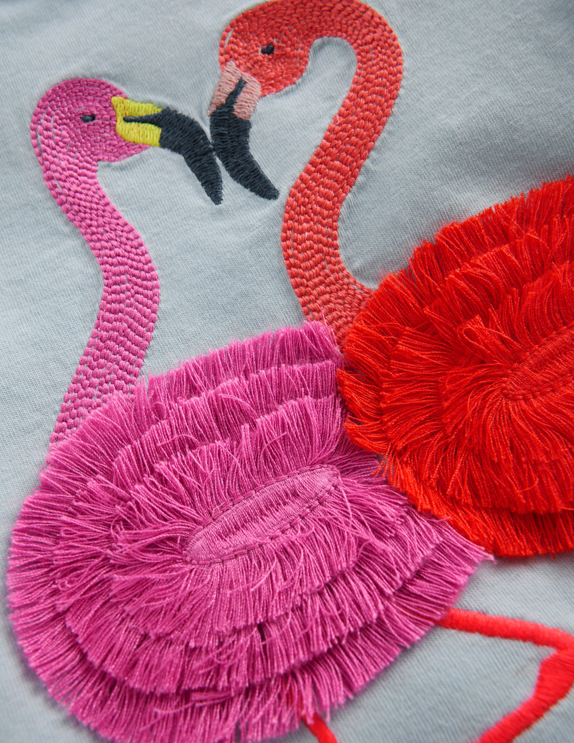 Pretty Frill T-shirt-Misty Blue Flamingos - Image 3