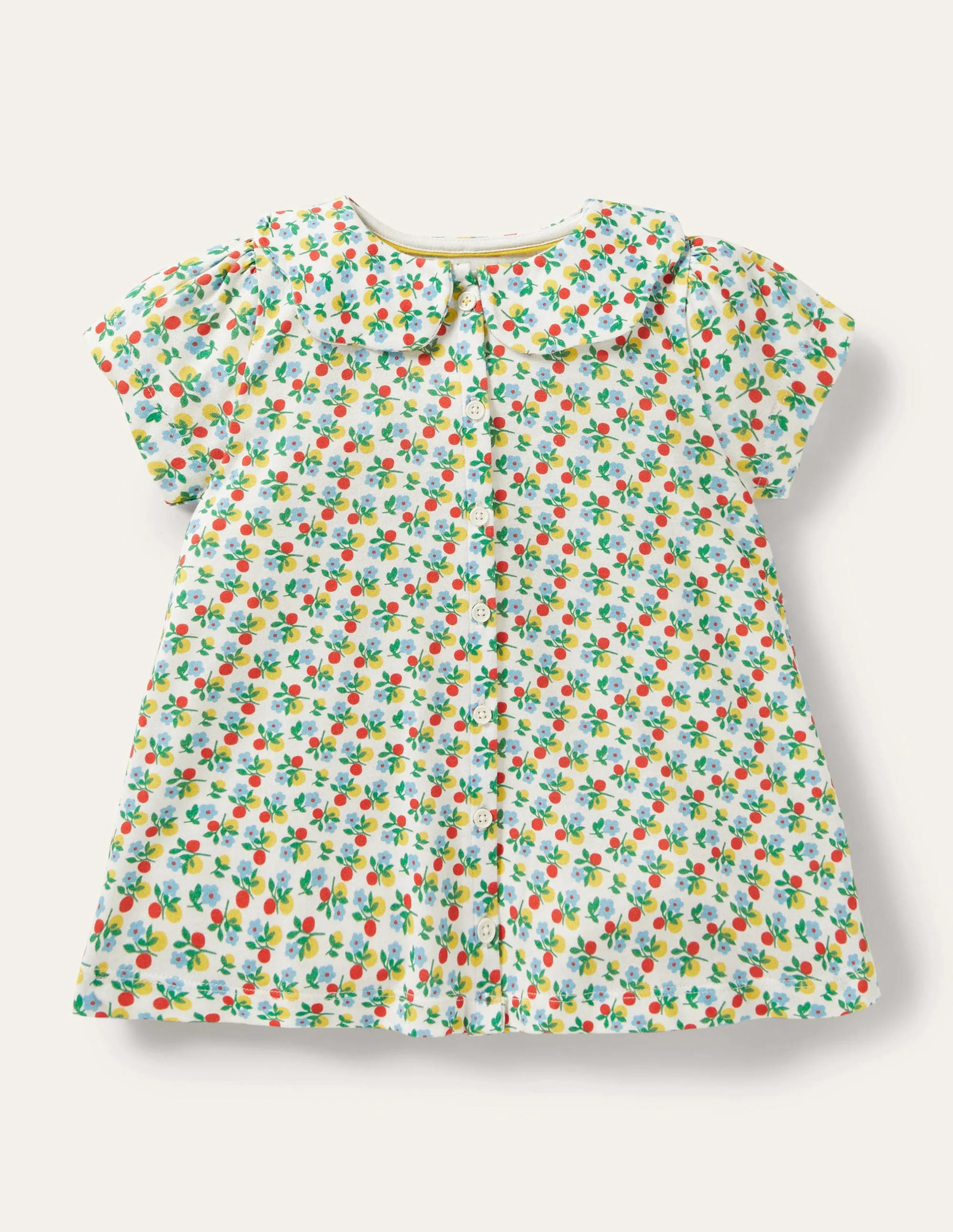 Printed Collar Top-Ivory Berry Blossom