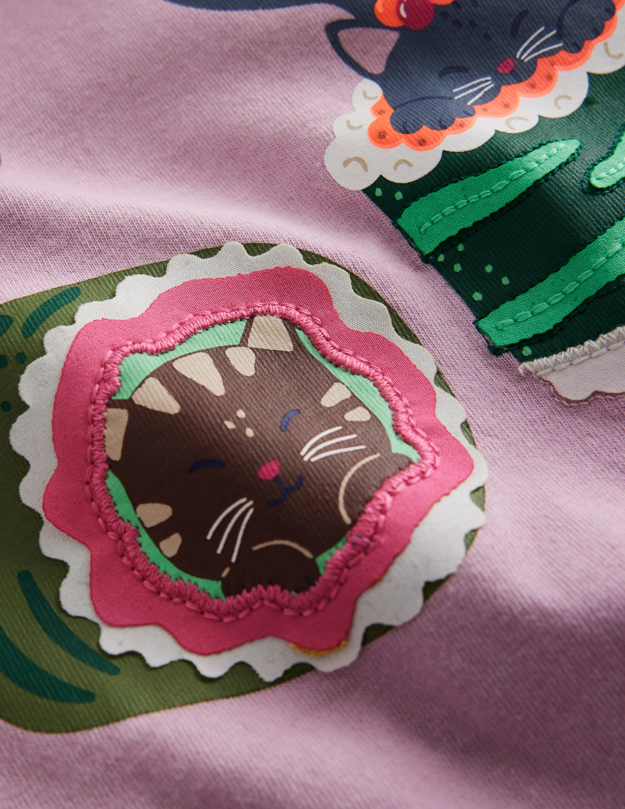 Printed Graphic T-Shirt-Chalk Pink Sushi Cats - Image 3