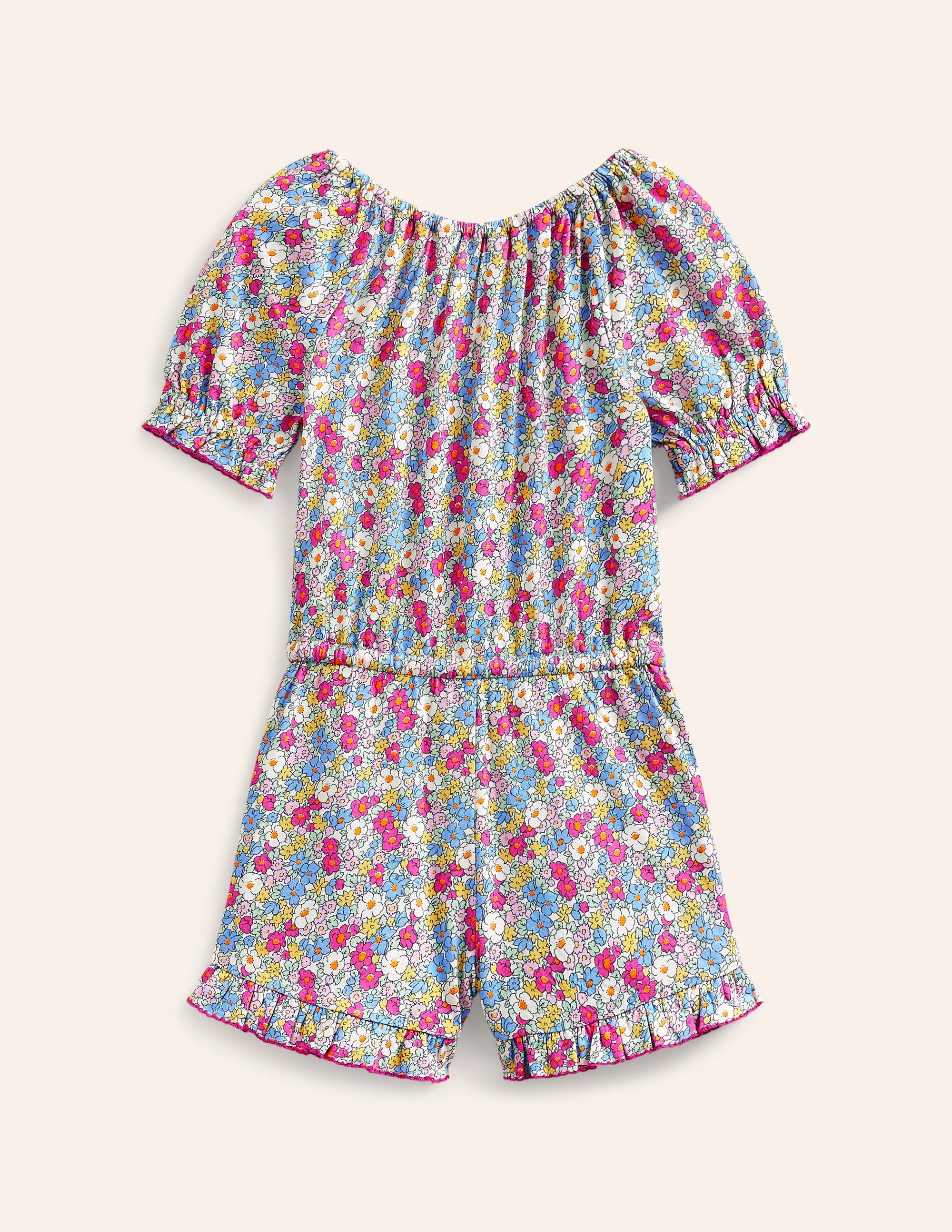 Printed Jersey Romper-Festival Pink Nautical Floral - Image 2