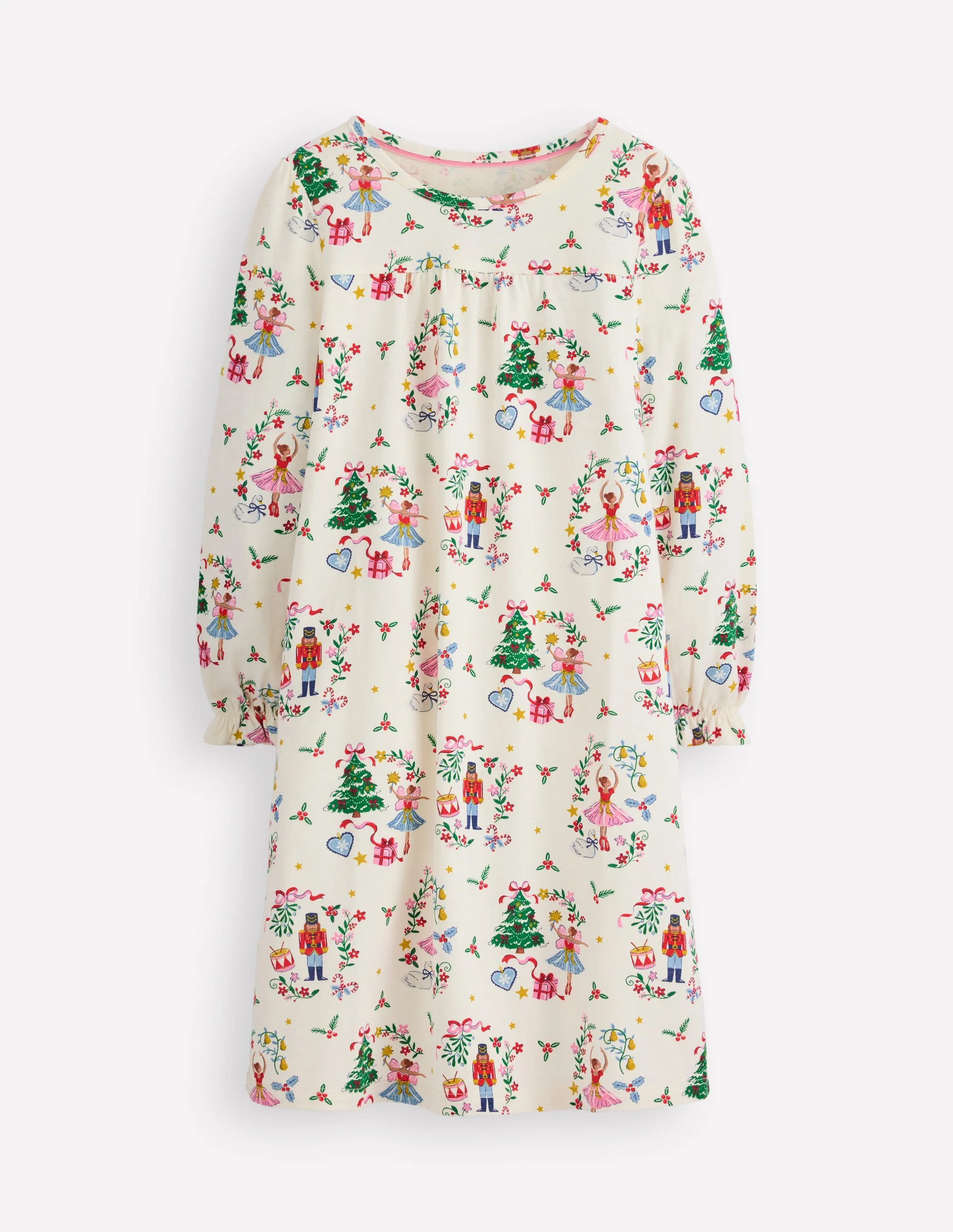 Printed Long Sleeve Nightie-Soft Ivory Nutcracker
