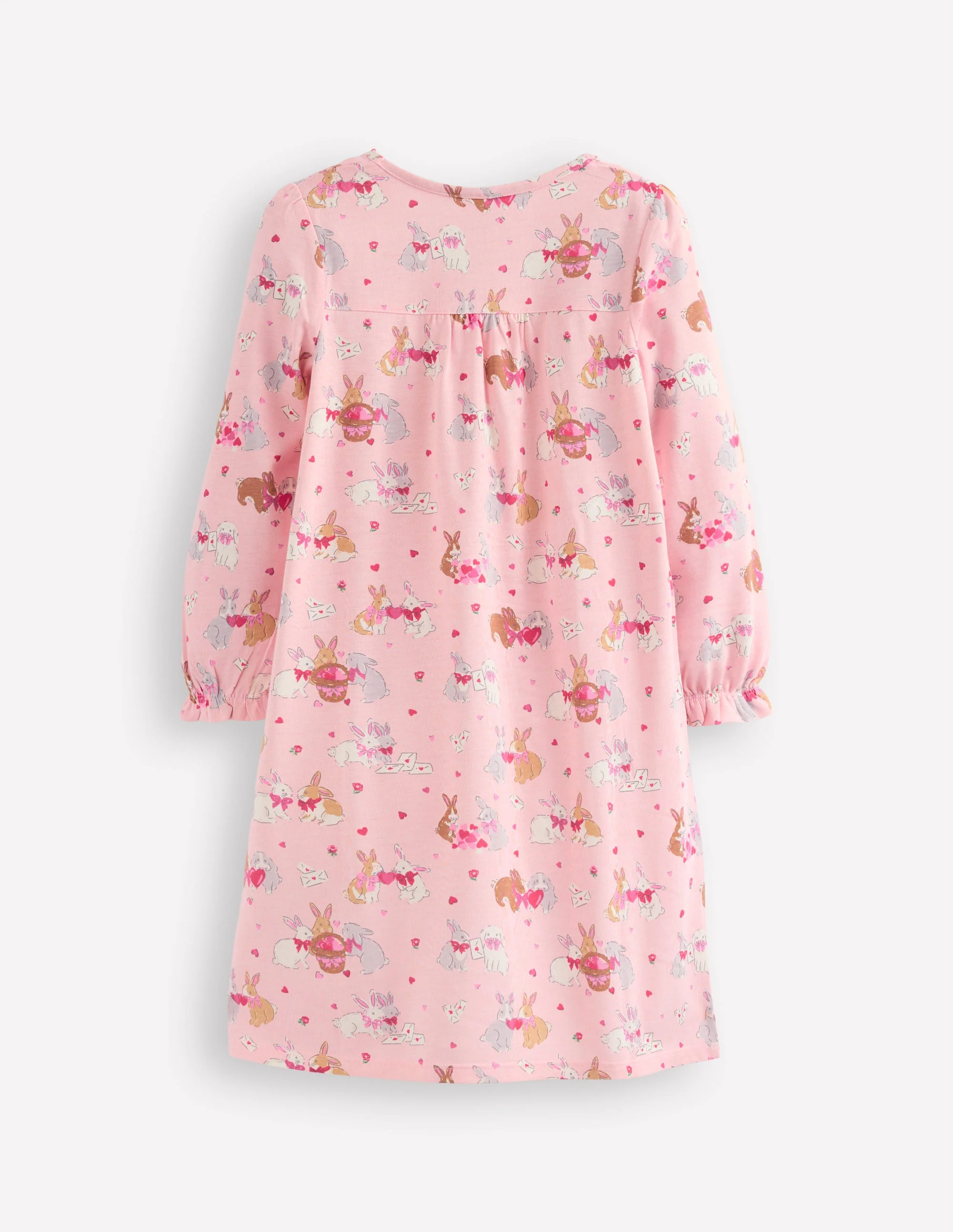 Printed Long-Sleeved Nightie-Chalk Pink Love Bunnies - Image 2