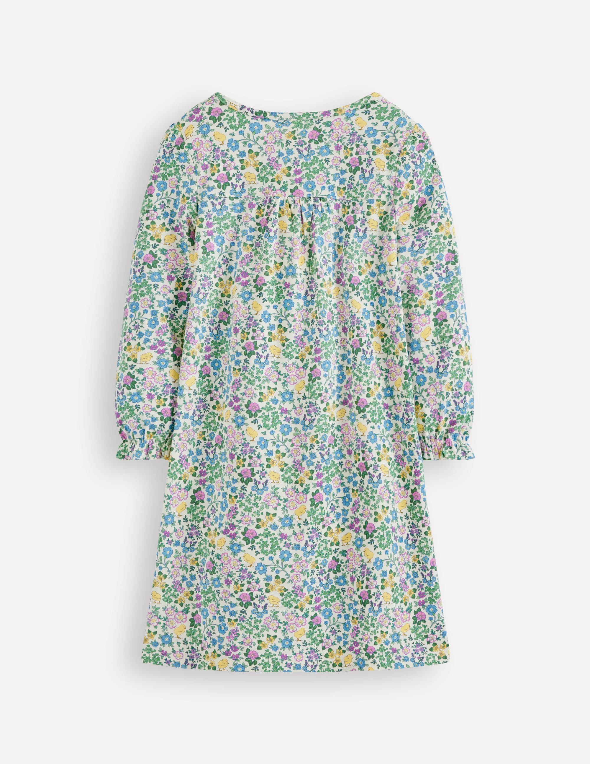 Printed Long-Sleeved Nightie-Orchid Purple Chick Floral - Image 2