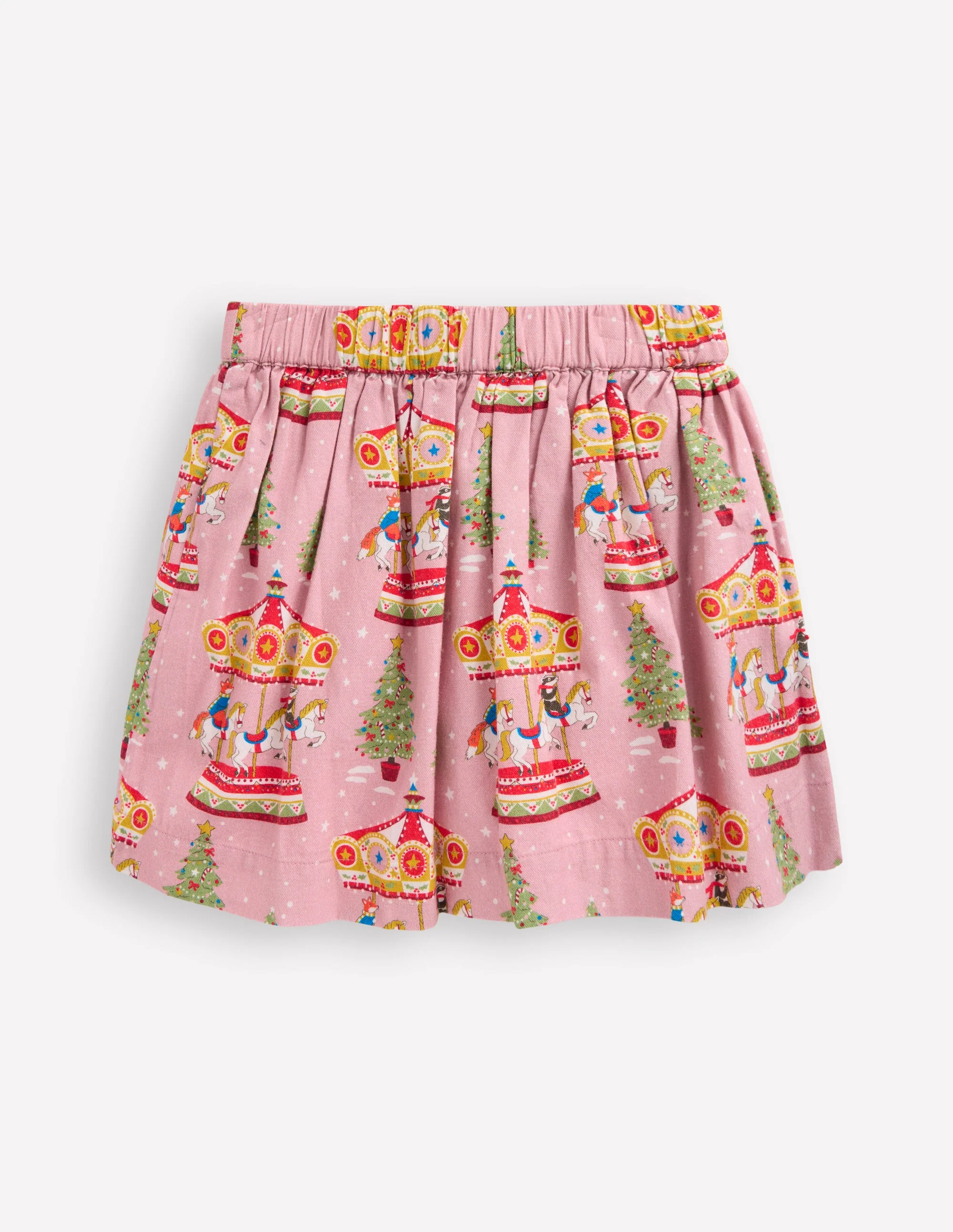 Printed Pull-On Twirly Skirt-Vintage Pink Carousel - Image 2