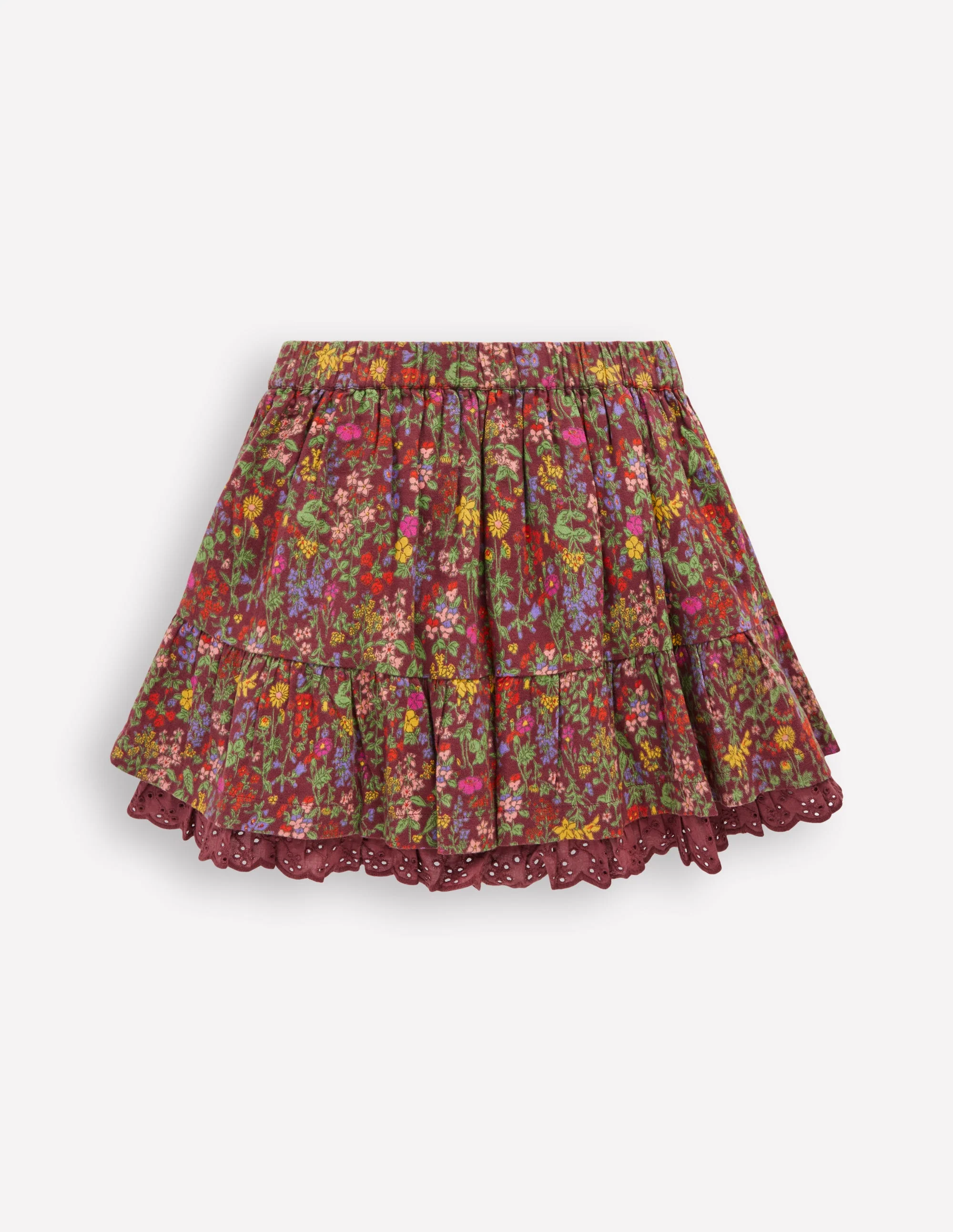 Printed Pull-on Woven Skirt-Chestnut Flower Meadow - Image 2