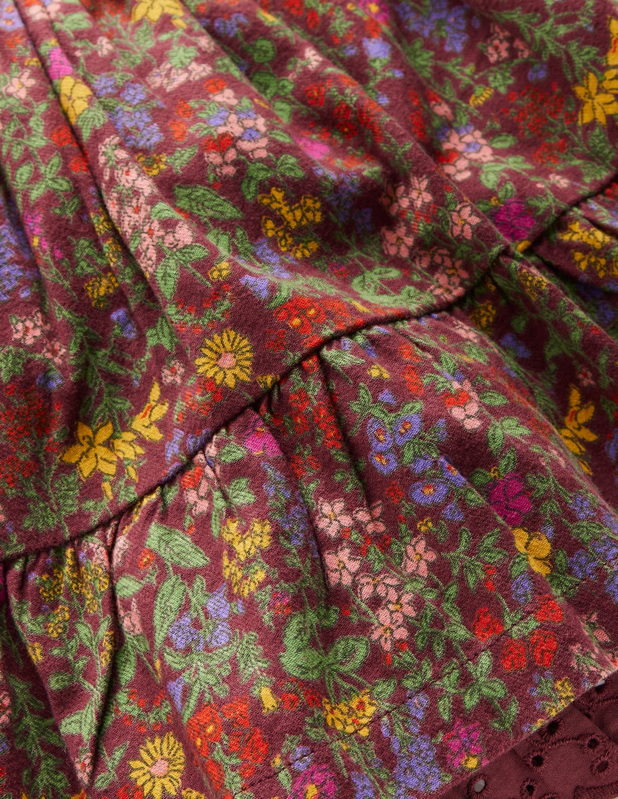 Printed Pull-on Woven Skirt-Chestnut Flower Meadow - Image 3