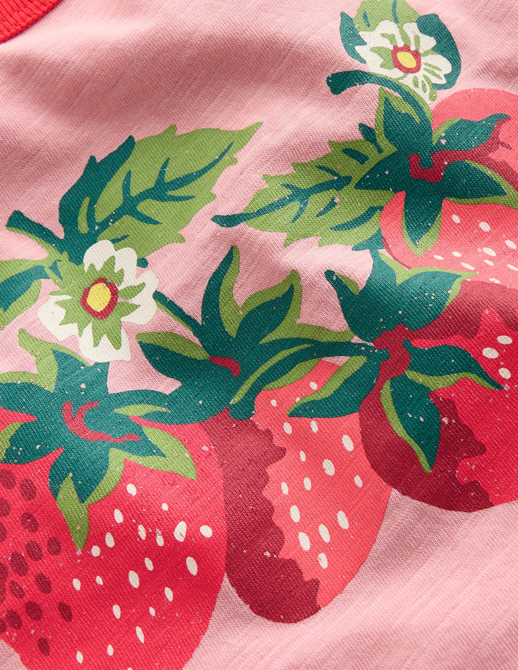 Printed Ringer T-shirt-Vintage Pink Strawberries - Image 4