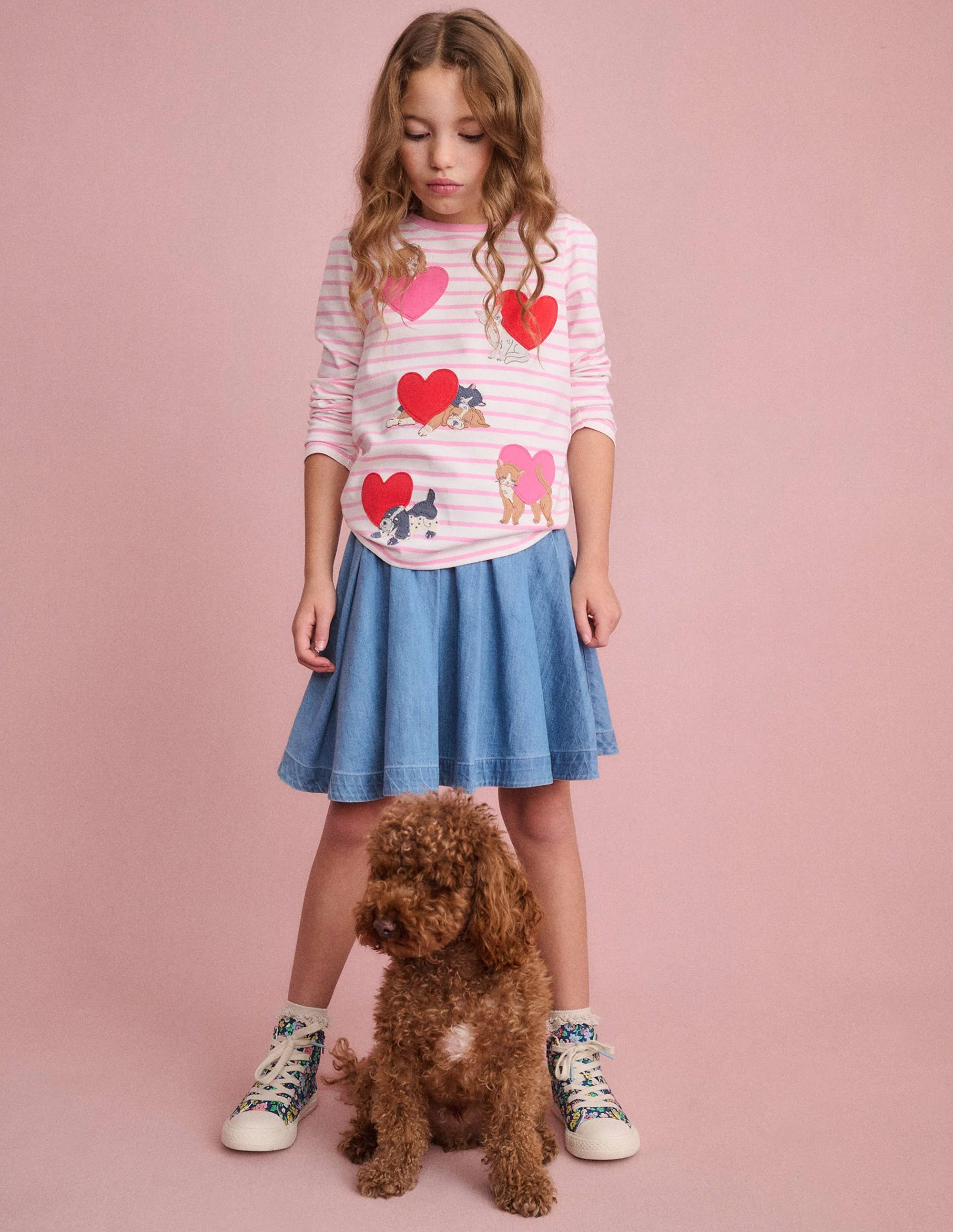 Puff Sleeve Applique T-shirt-Bubblegum Pink/ Ivory Pets - Image 4