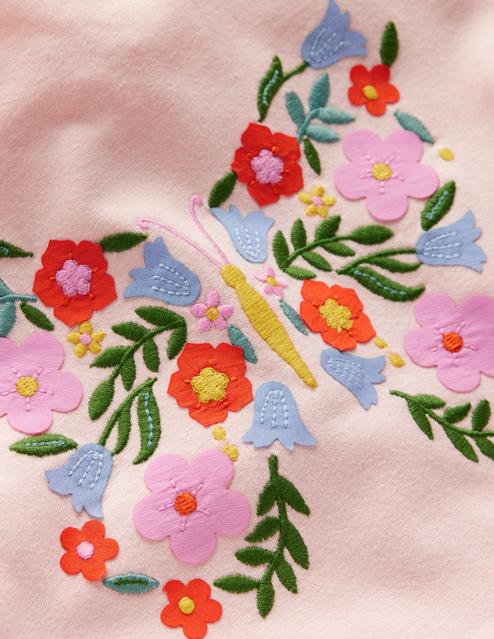Puff Sleeve Appliqué  T-shirt-Chalk Pink Butterfly - Image 3