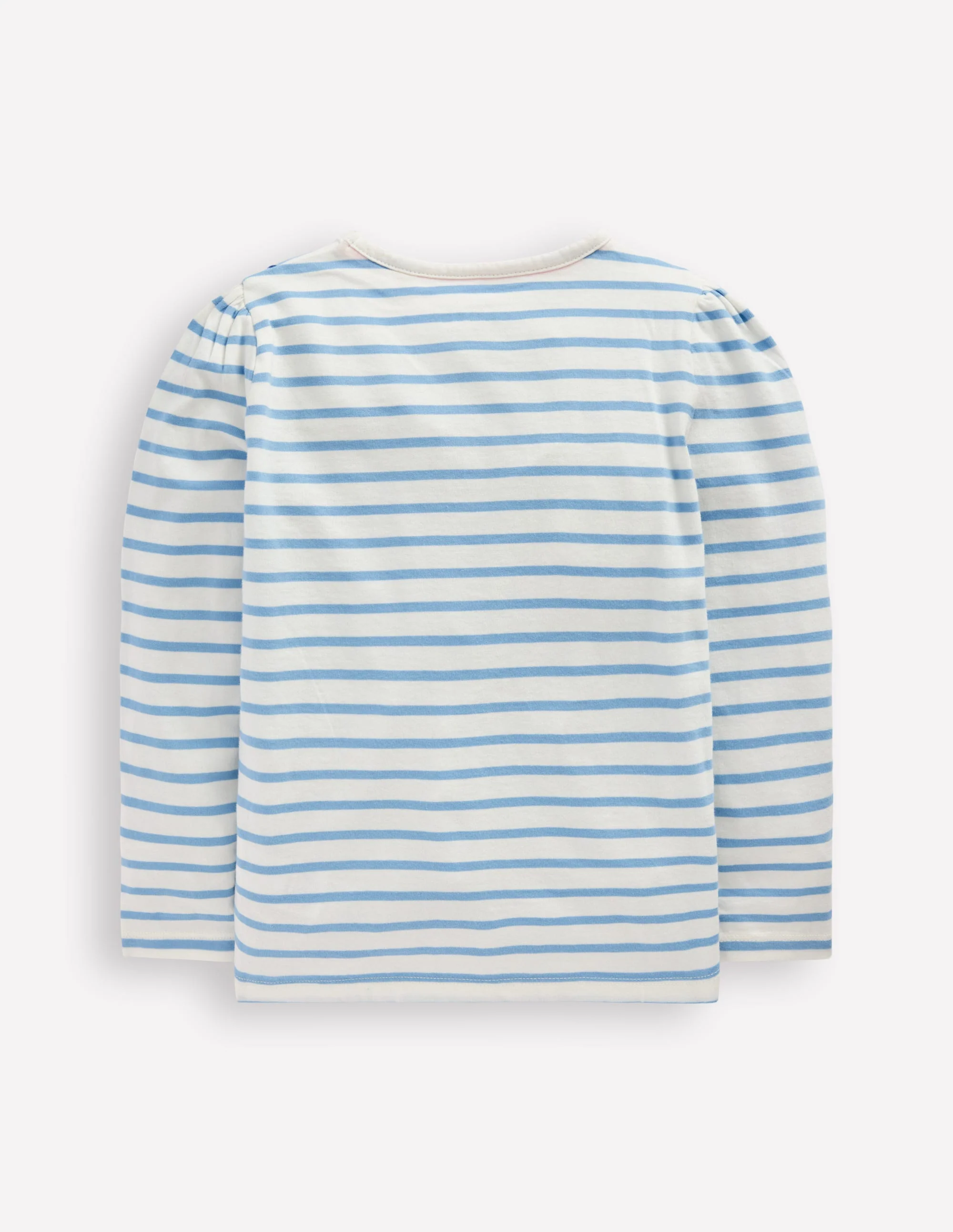 Puff Sleeve Appliqué T-shirt-Soft Ivory/Glacier Blue - Image 4