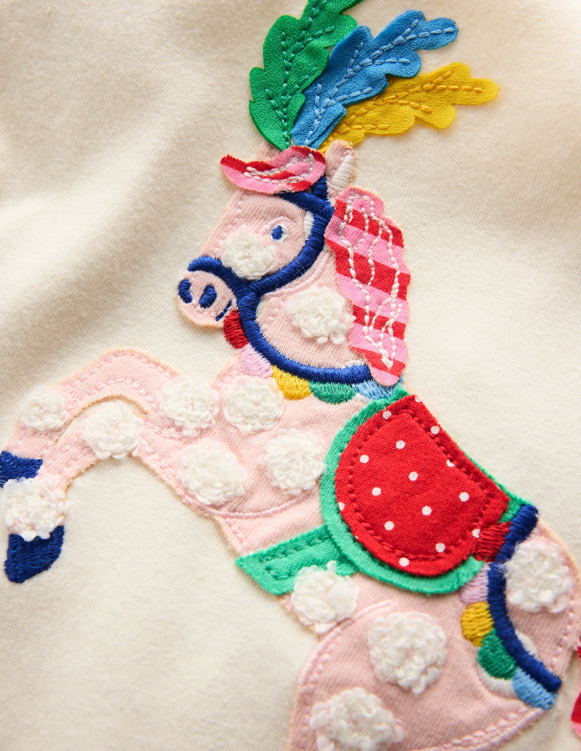 Puff Sleeve Applique Top-Soft Ivory Horse - Image 3