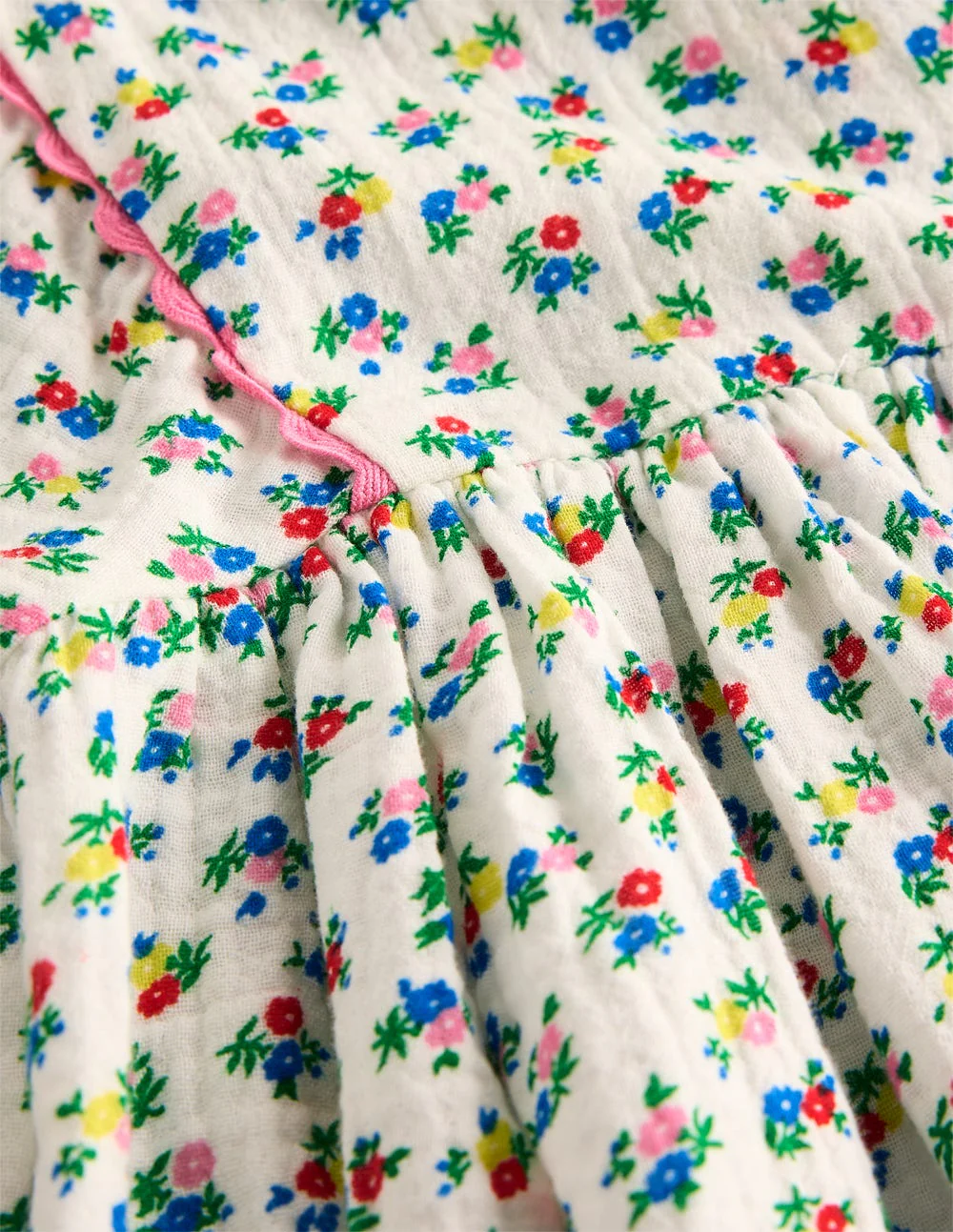 Puff Sleeve Double Cloth Dress-Soft Ivory Ditsy Floral - Image 3