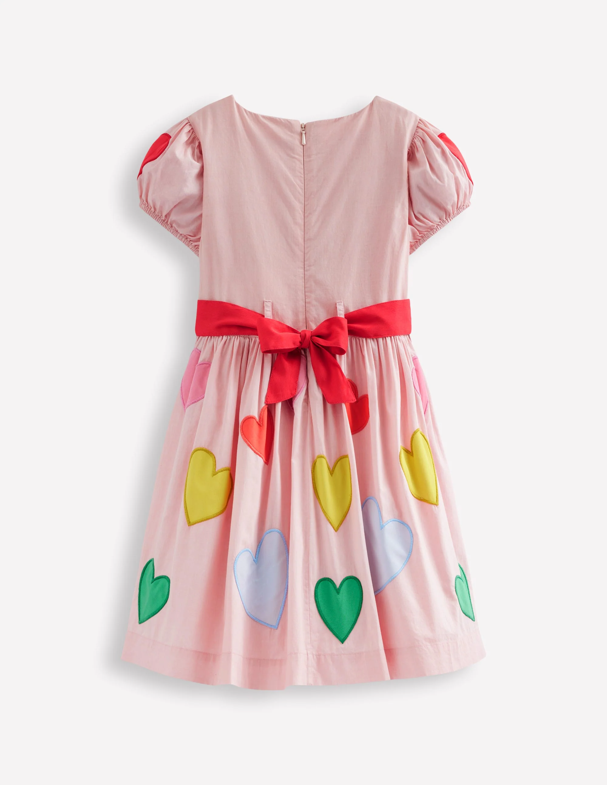 Puff Sleeve Heart Dress-Light Pink Hearts - Image 2