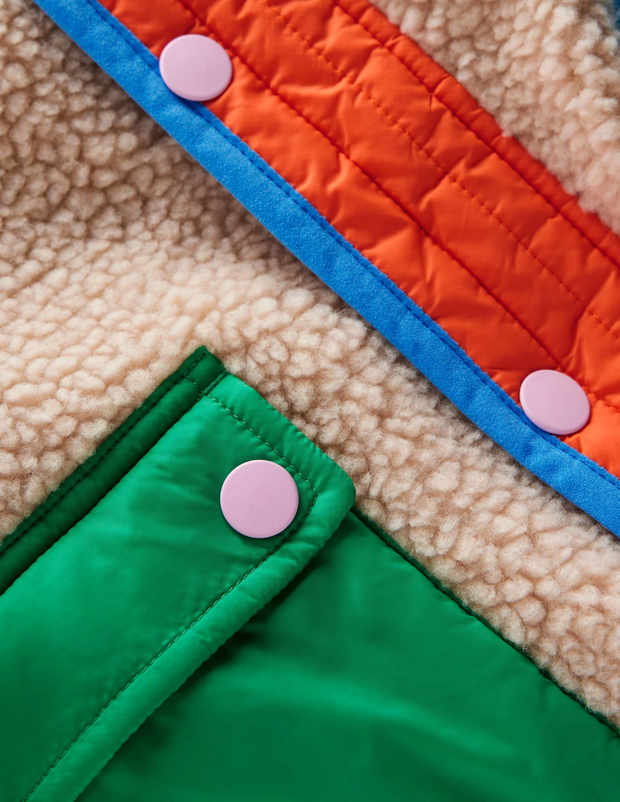 Quilted Borg Mix Jacket-Multi Colourblock - Image 3