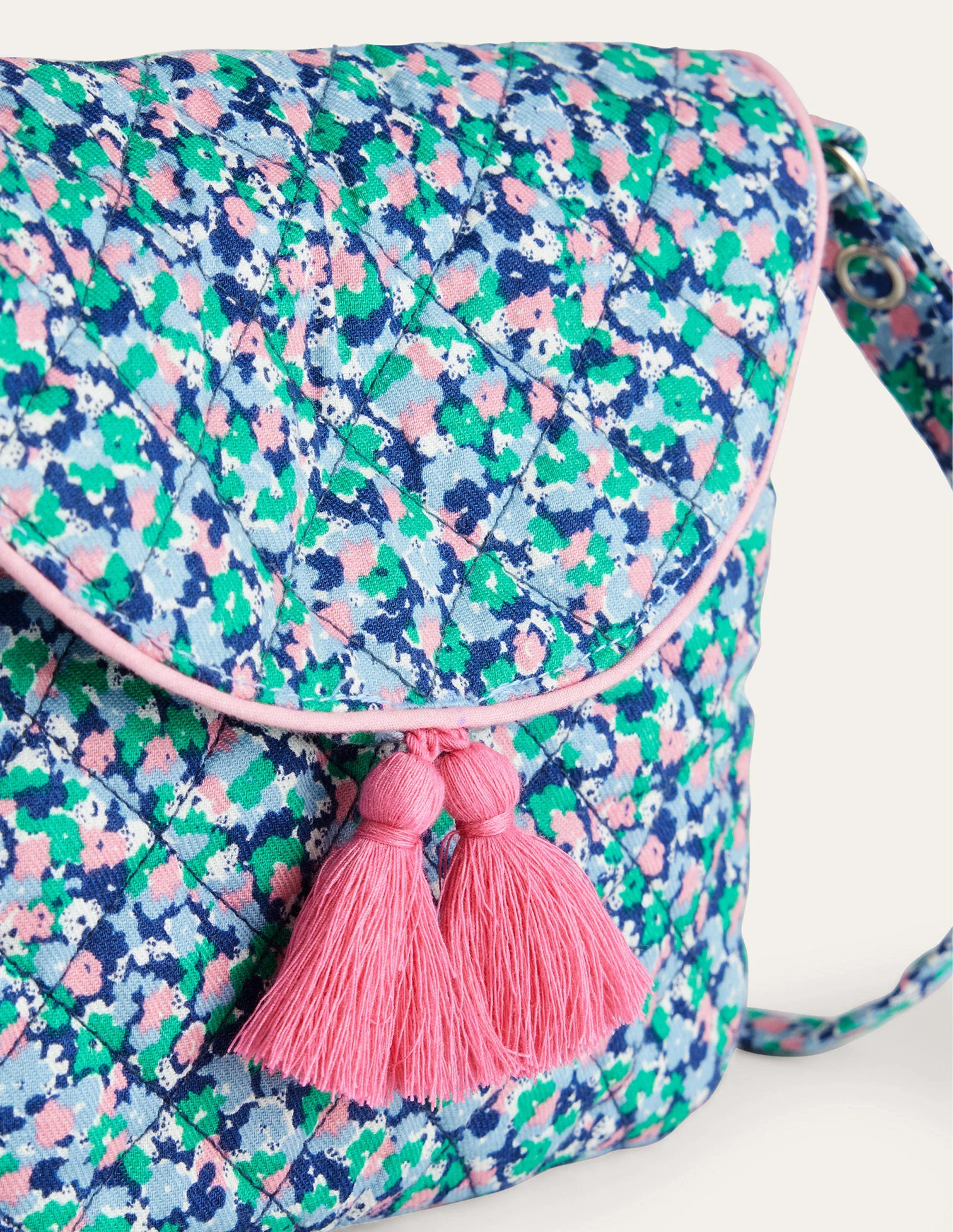 Quilted Crossbody Bag-Blue Ditsy Floral - Image 2