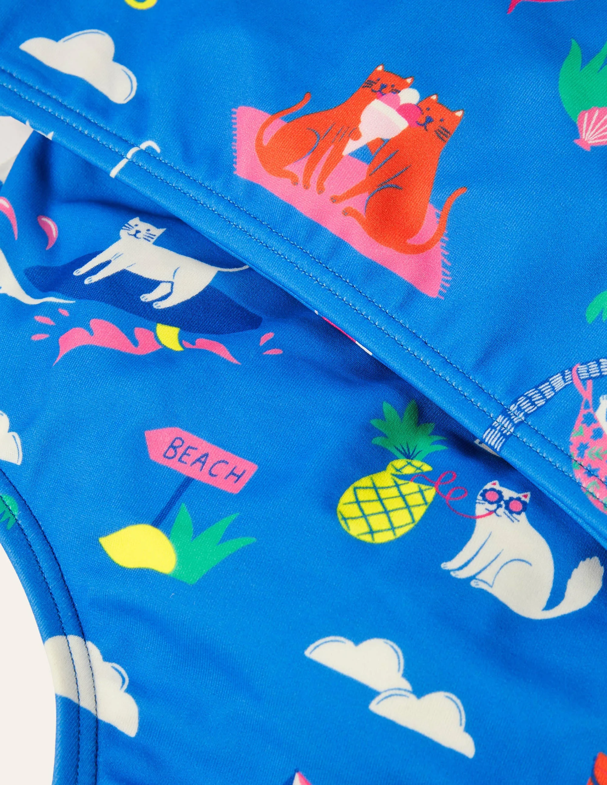 Racerback Bikini Set-Moroccan Blue Holiday Cats - Image 3