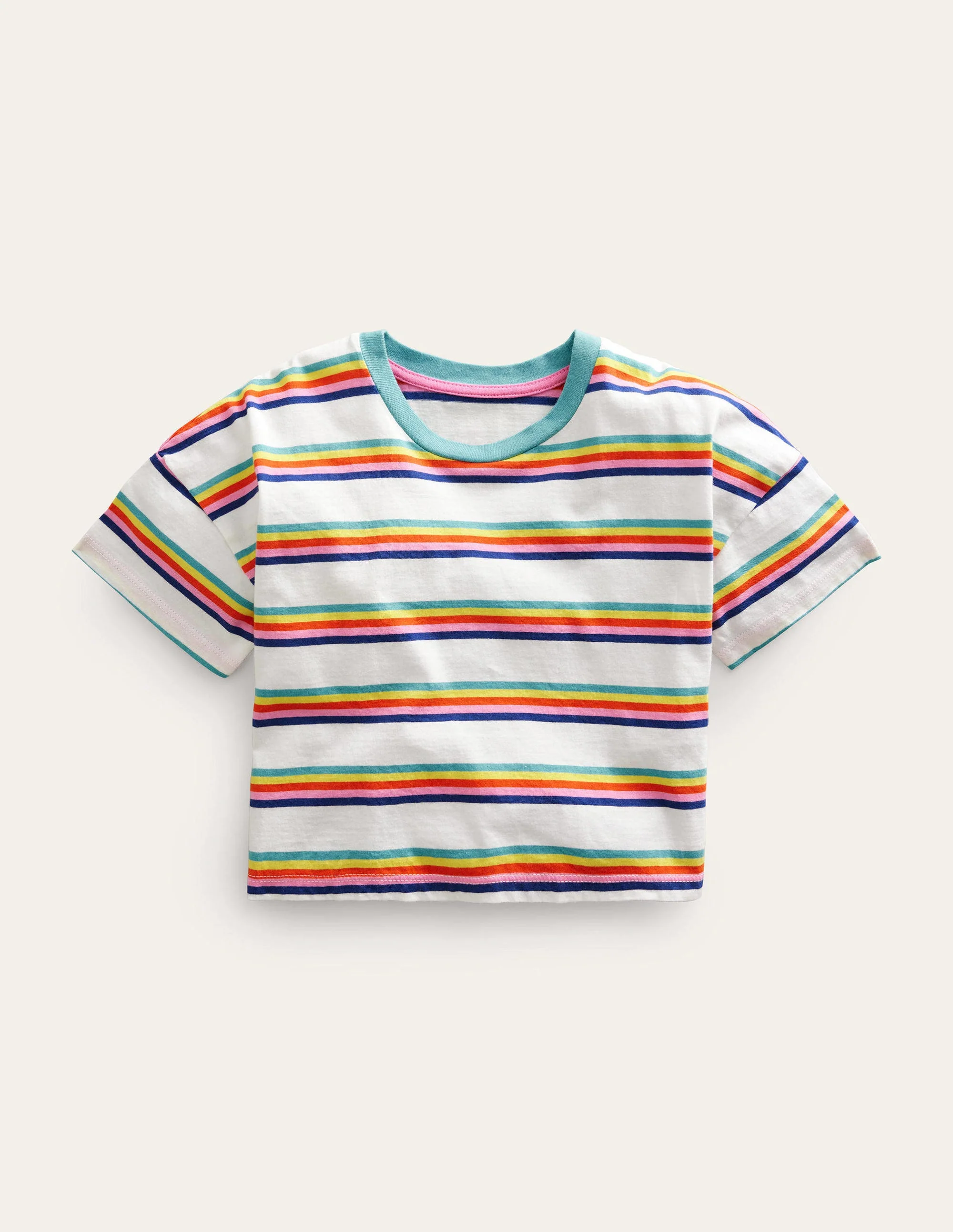 Relaxed T-shirt-Rainbow Spaced Stripe