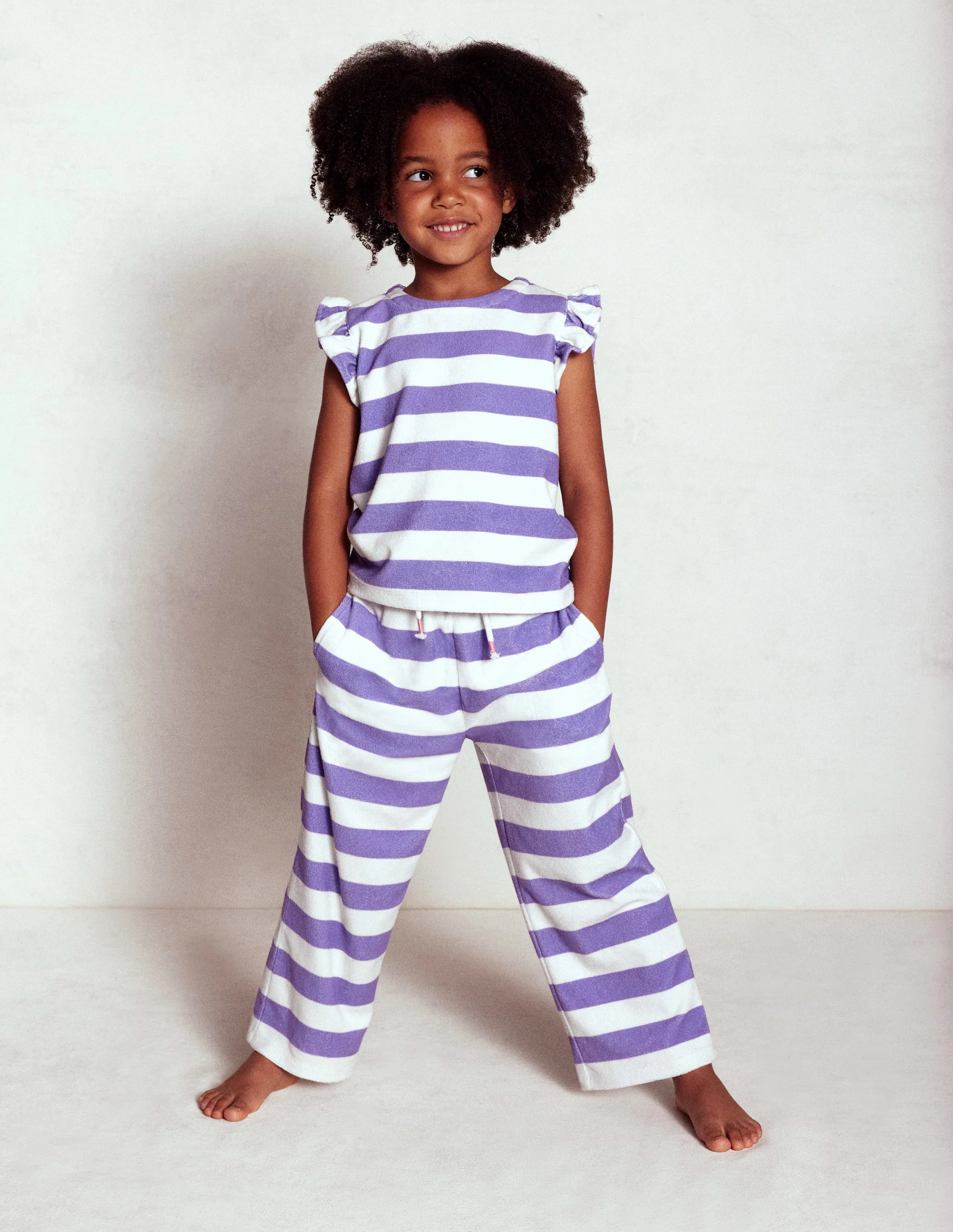 Relaxed Towelling Top-Soft Ivory/Aster Purple - Image 4