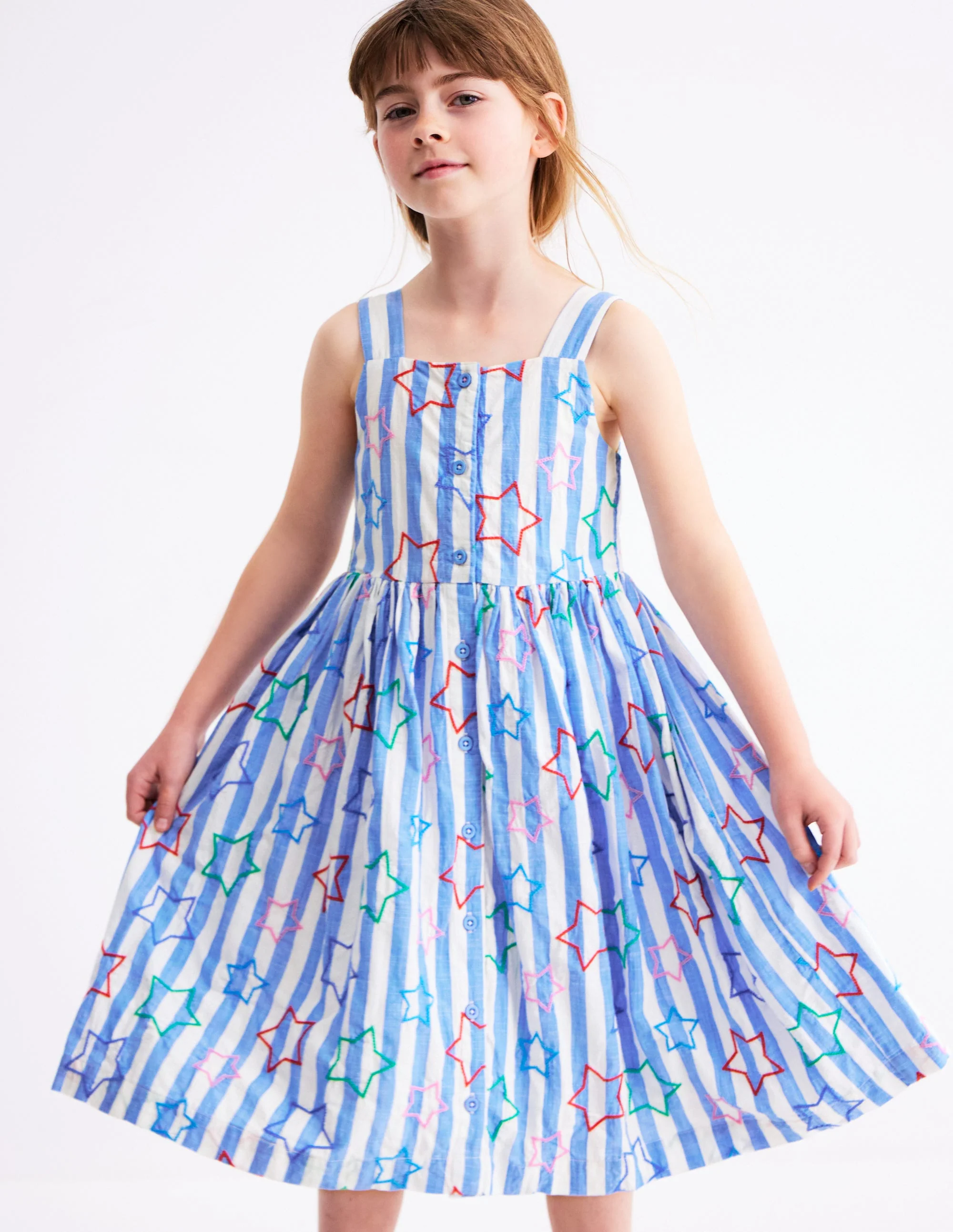 Remy Button Through Dress-Peacock Plume Blue Star