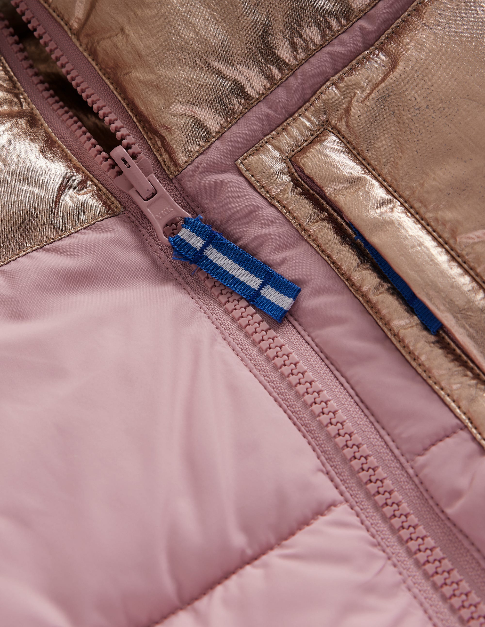 Reversible Padded Borg Coat-Pink Metallic Colourblock - Image 3