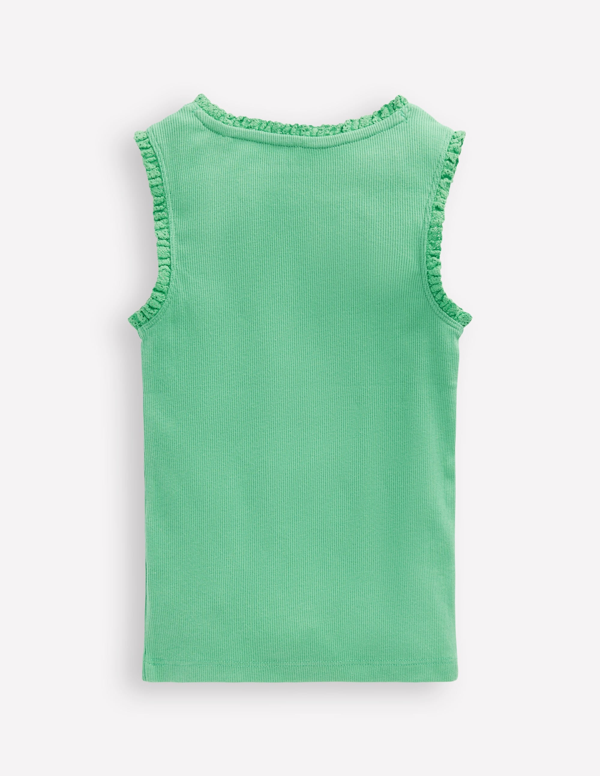 Ribbed Lace Trim Tank-Aloe Green - Image 2
