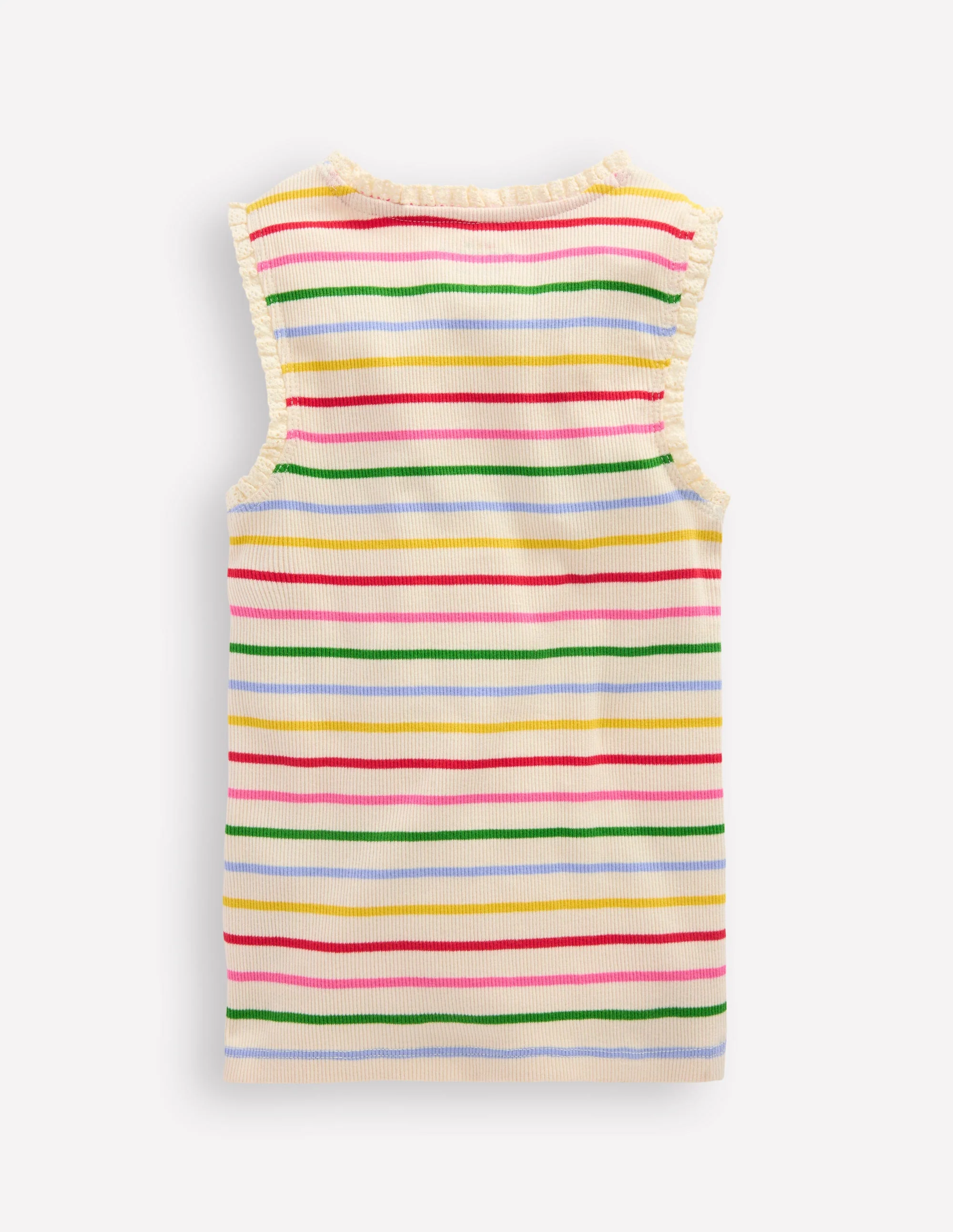 Ribbed Lace Trim Tank-Multi Stripe - Image 2