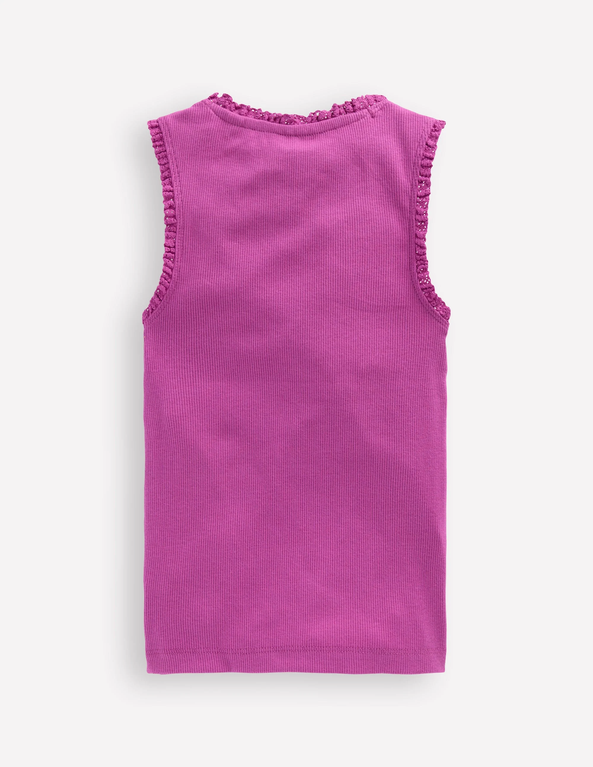 Ribbed Lace Trim Tank-Purple - Image 2