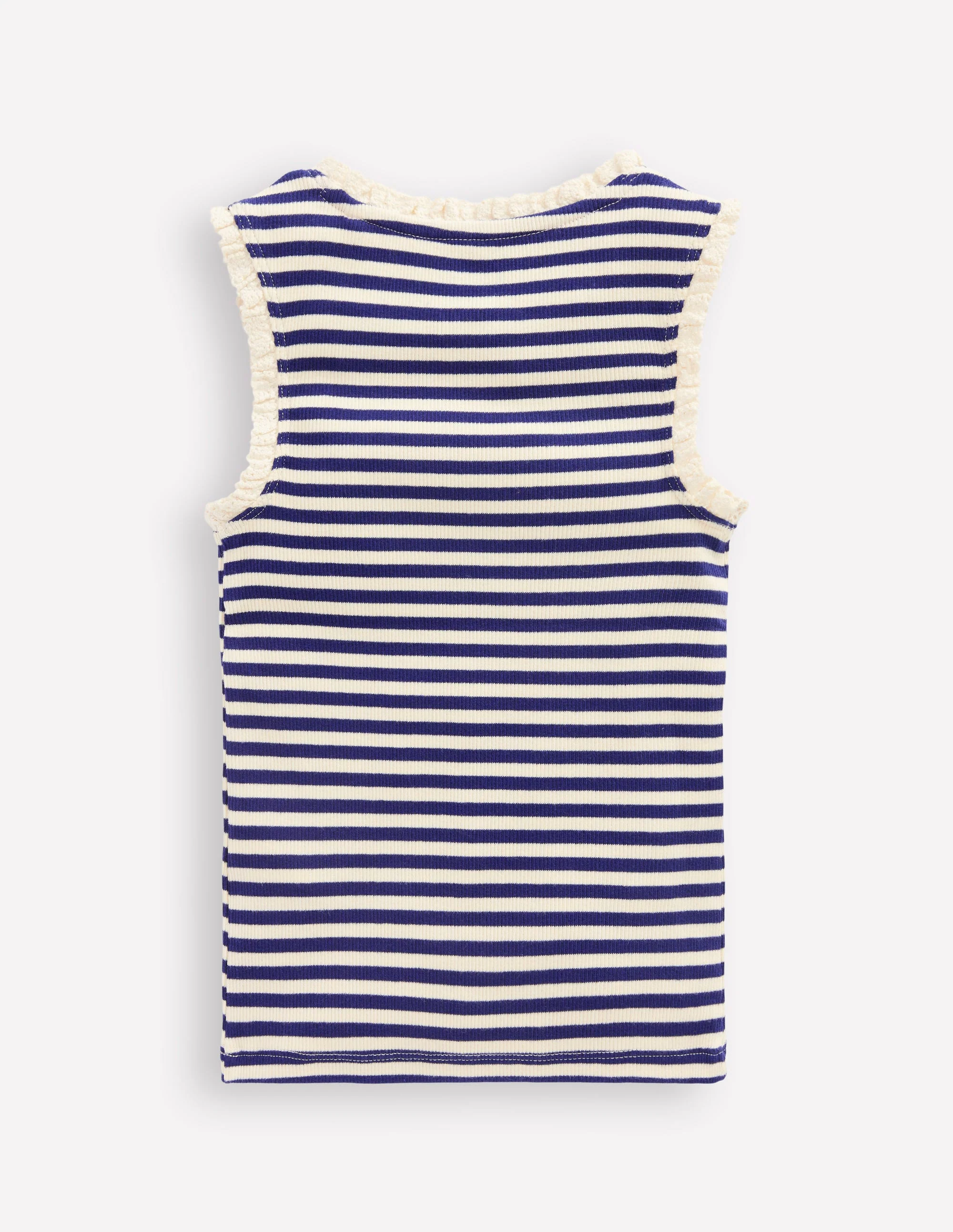 Ribbed Lace Trim Tank-Starboard Blue Stripe - Image 2