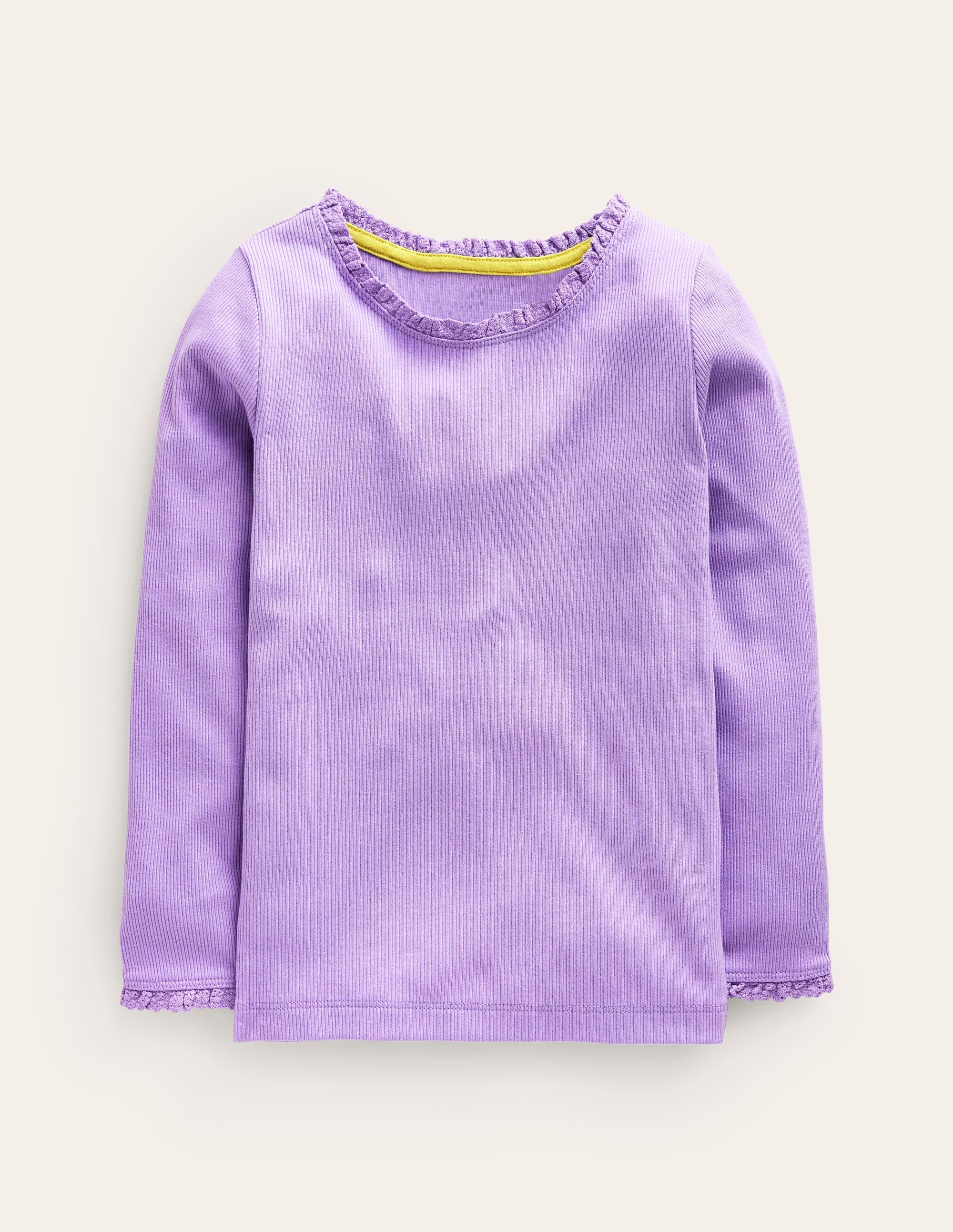 Ribbed Long Sleeve T-Shirt-Parma Violet