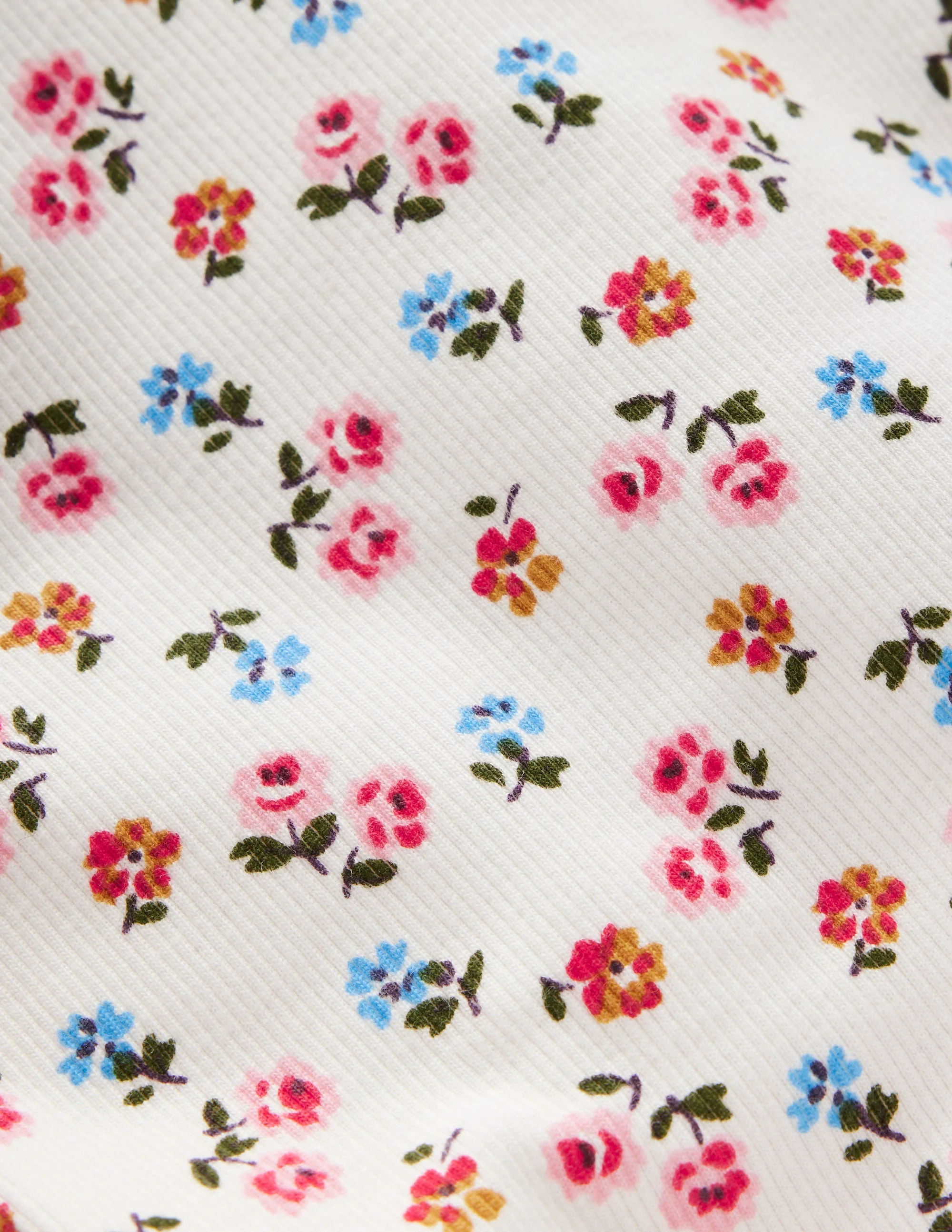 Ribbed Roll Neck Top-Soft Ivory Rose Sprig - Image 6