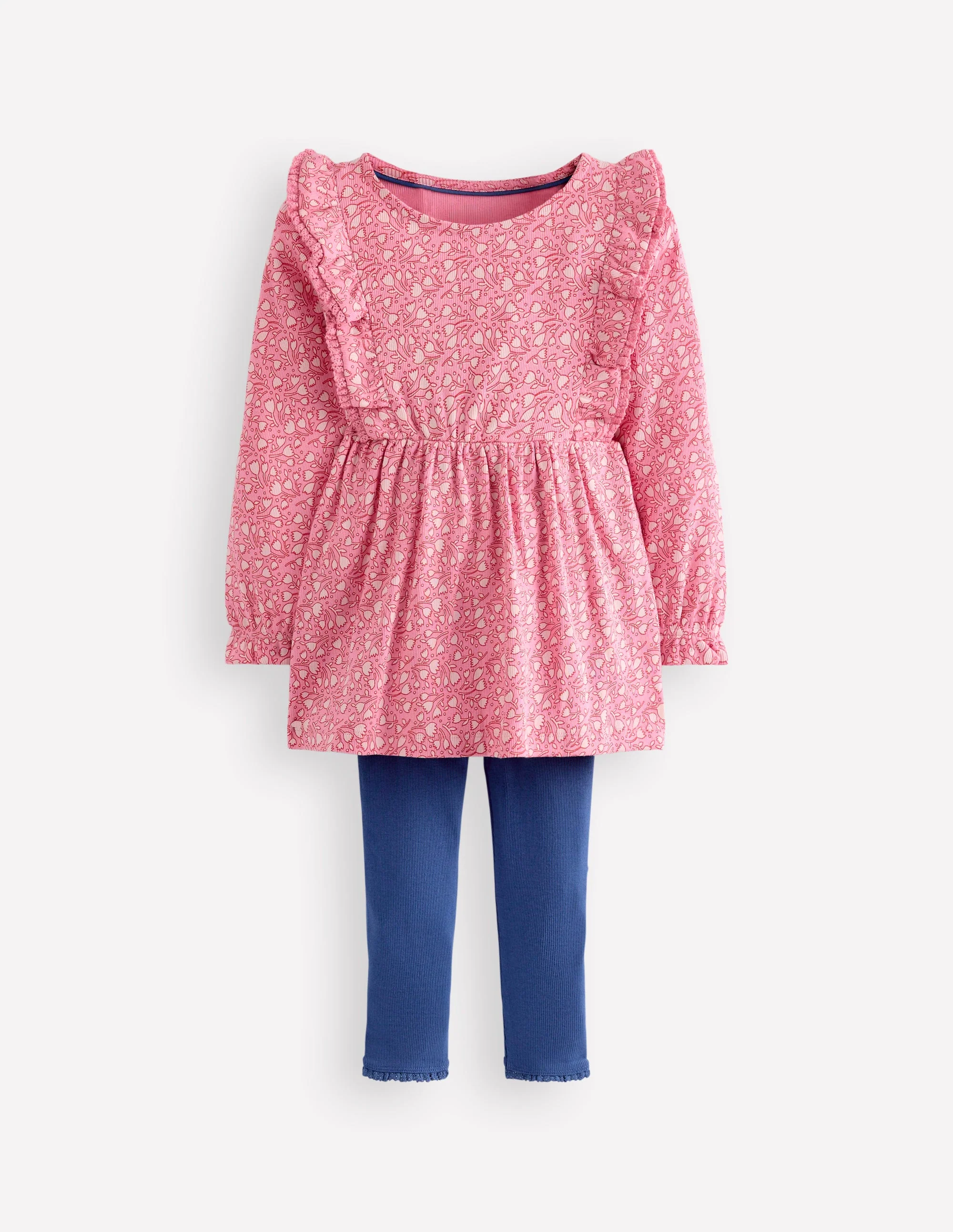 Ribbed Tunic Set-Sea Pink Tiny Tulip