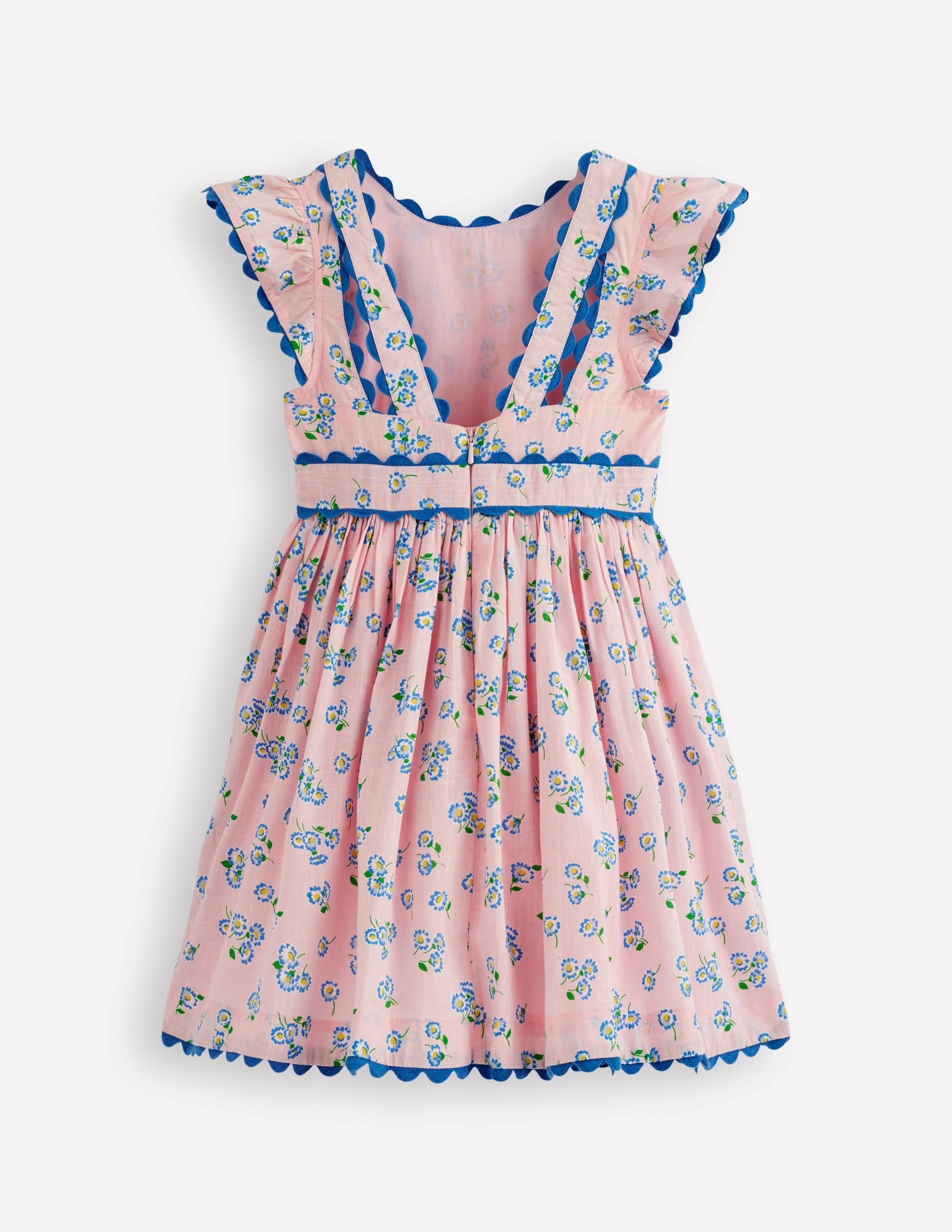 Ric Rac Trim Flutter Dress-Chalk Pink Daisy - Image 2