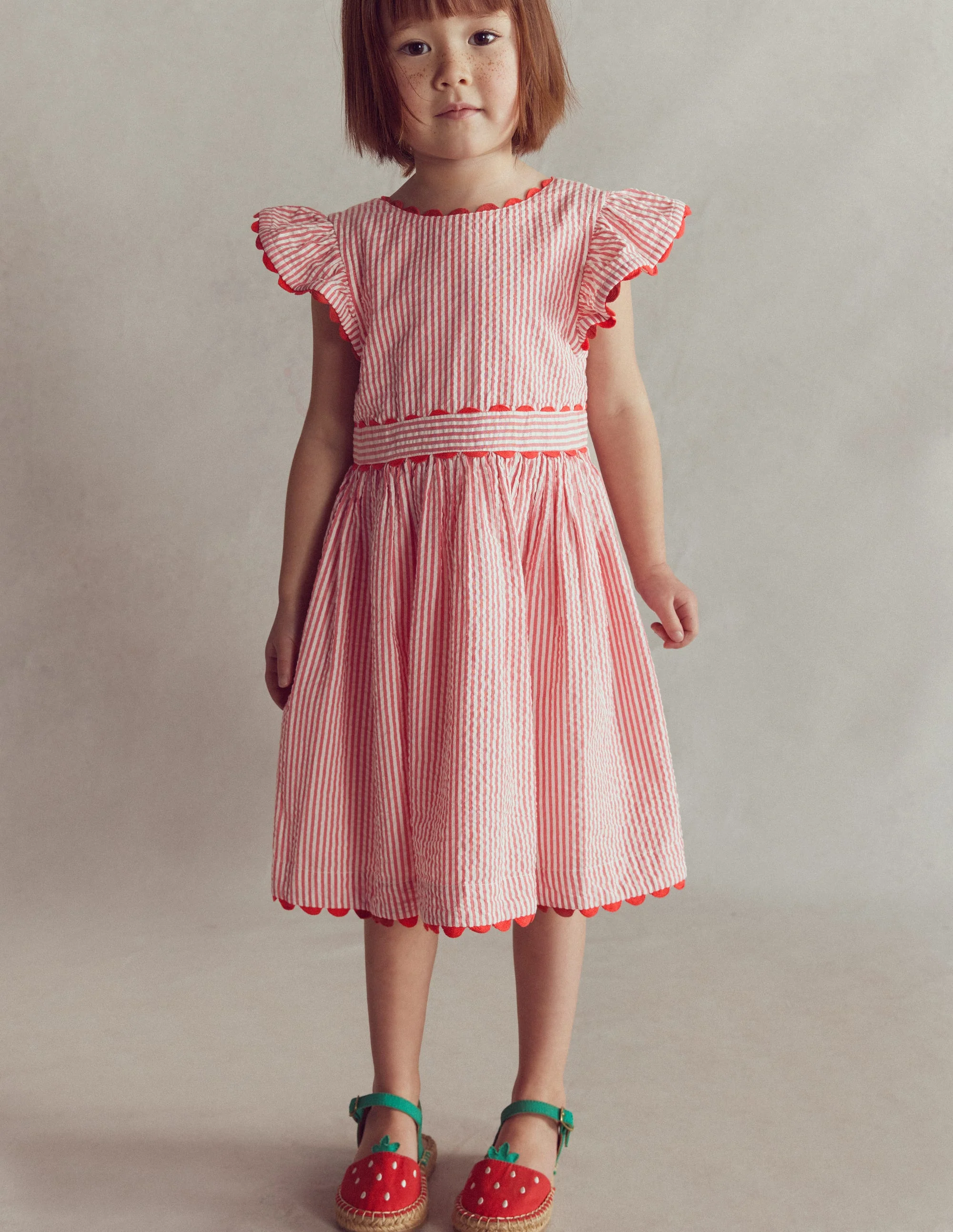 Ric Rac Trim Flutter Dress-Red Stripe - Image 4