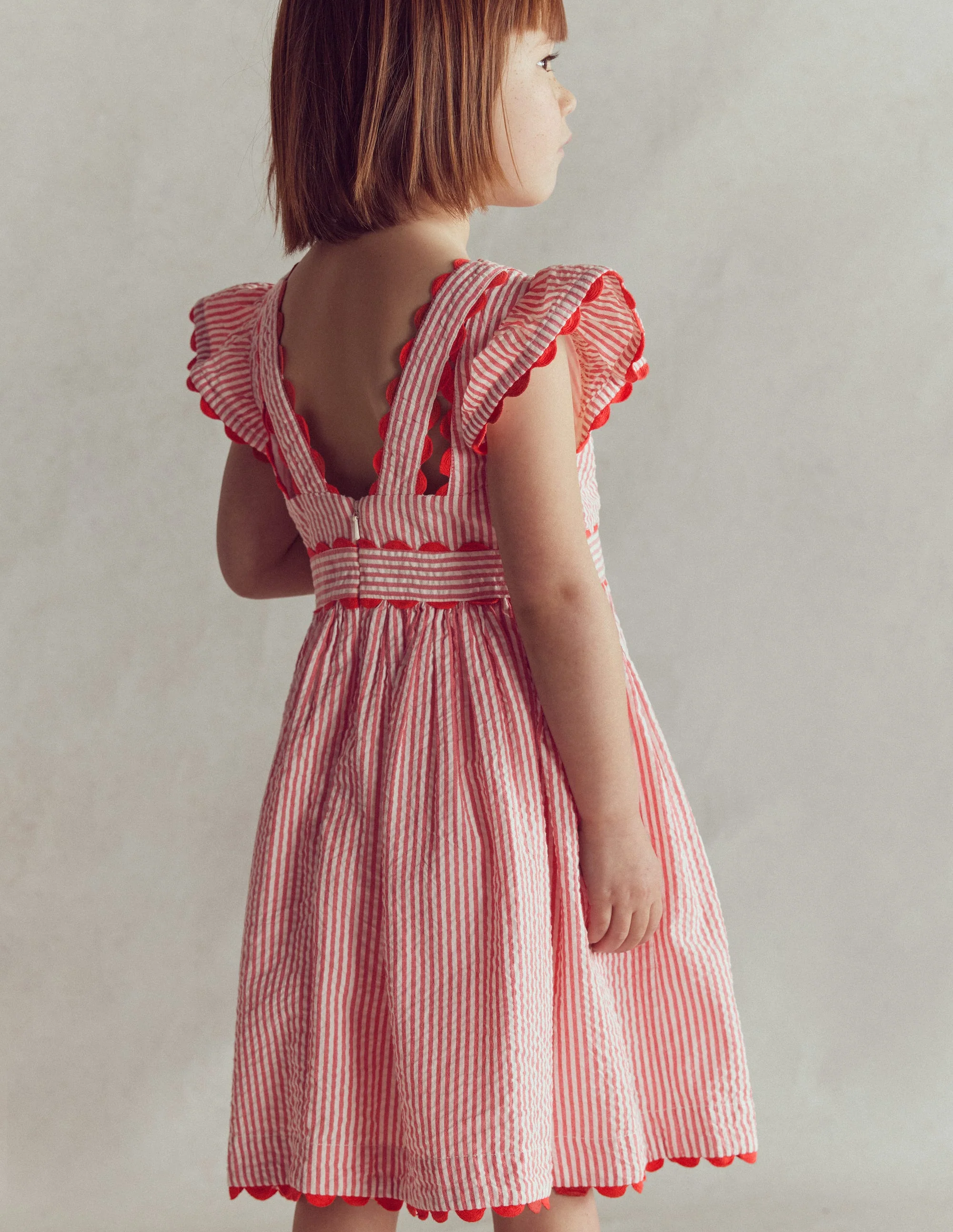 Ric Rac Trim Flutter Dress-Red Stripe - Image 5