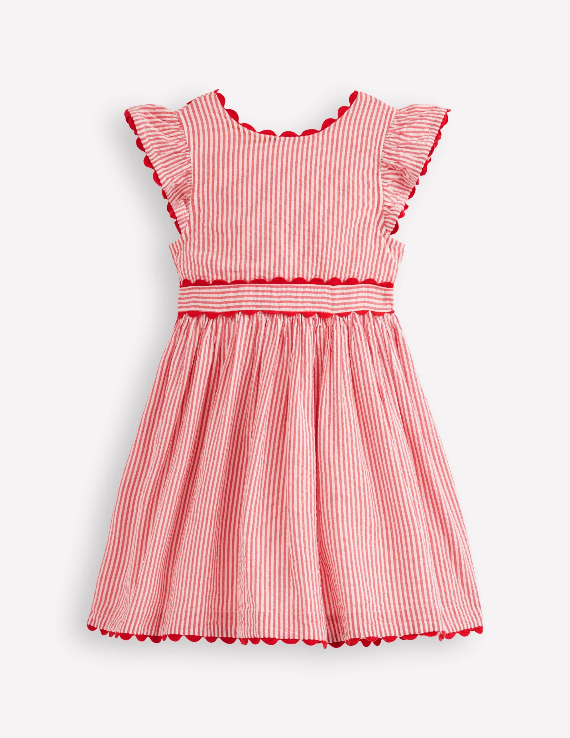 Ric Rac Trim Flutter Dress-Red Stripe - Image 6