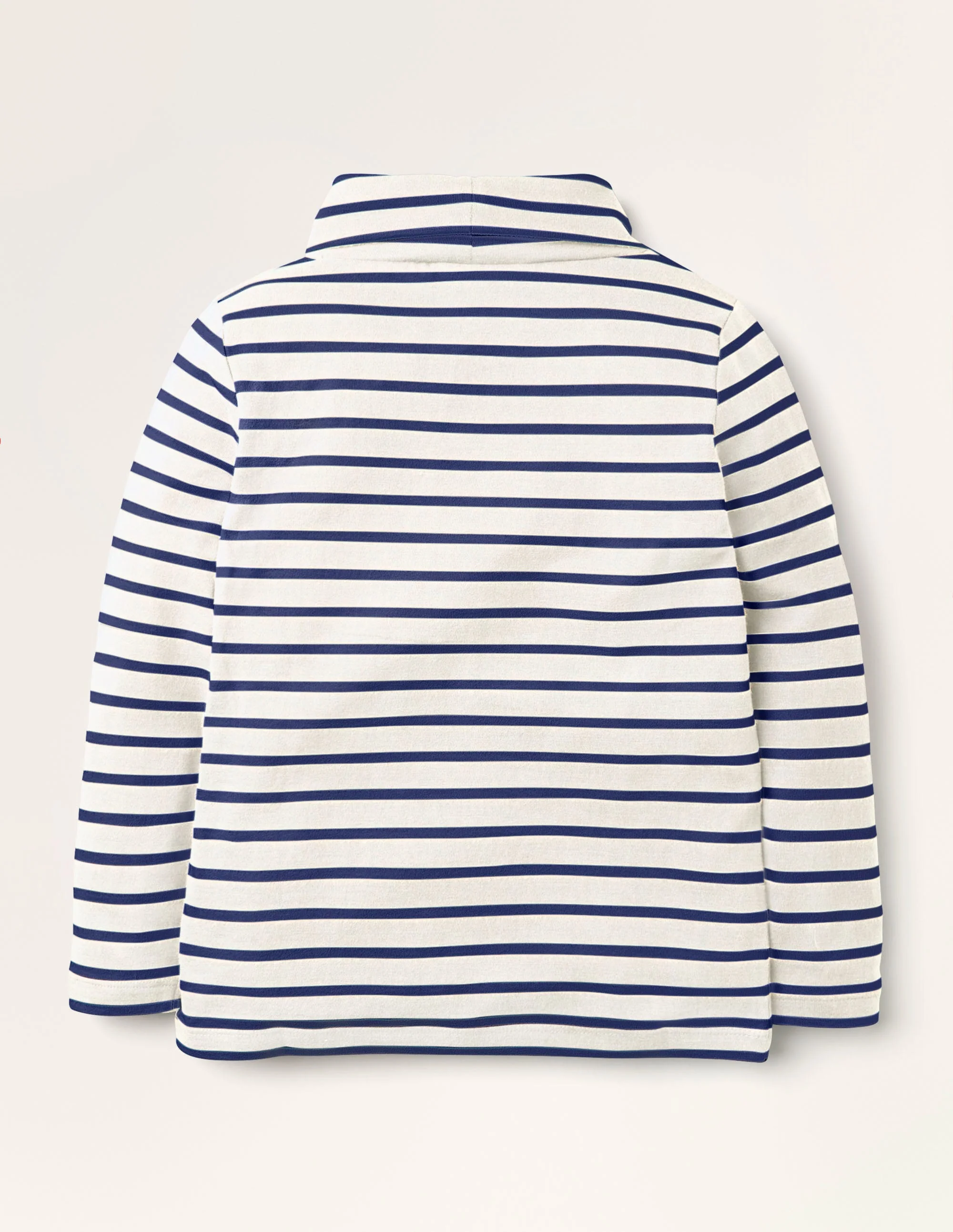 Roll Neck Supersoft T-shirt-Ivory/ Starboard Blue - Image 2