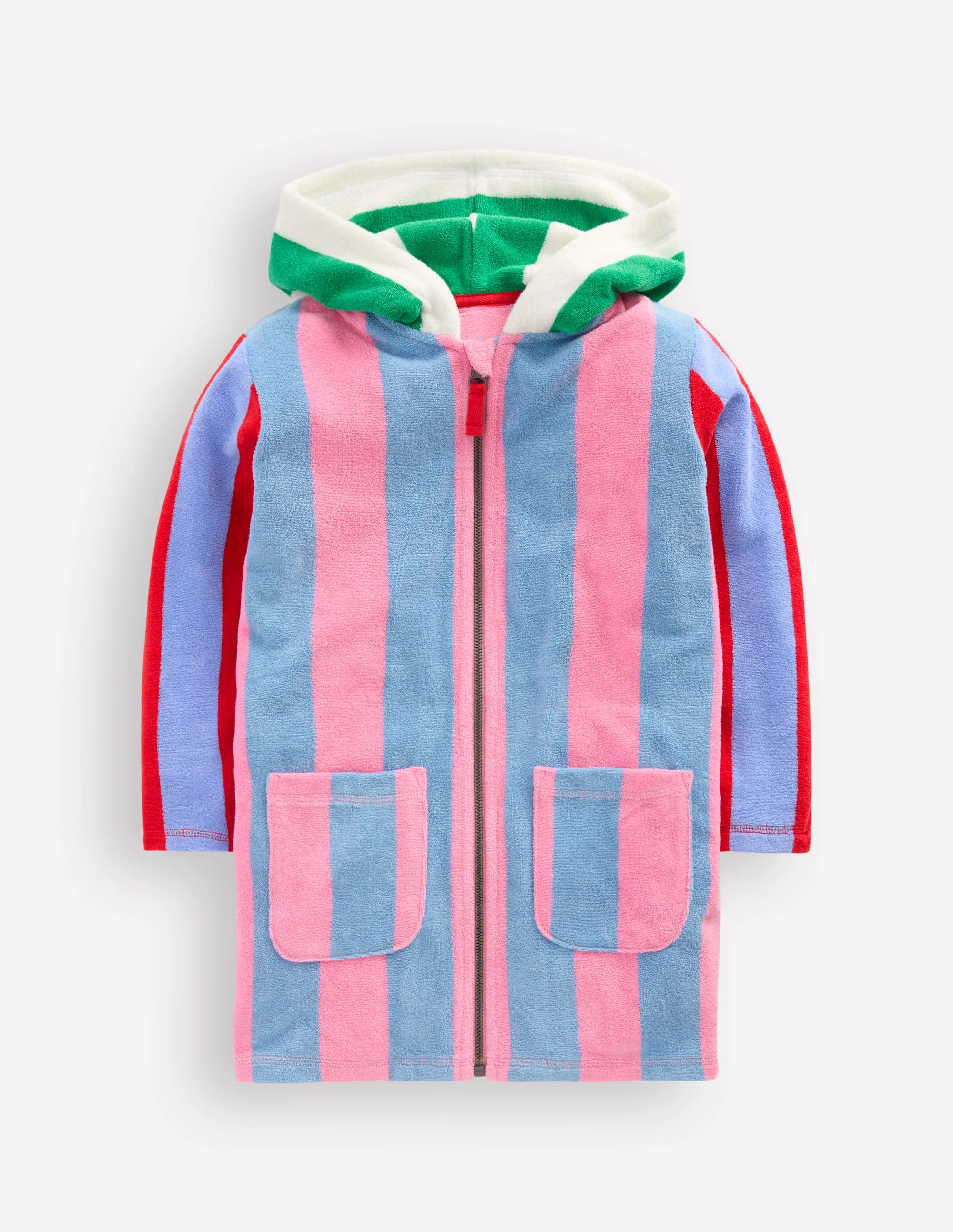 Romie Towelling Zip Throw-On-Multi Hotchpotch Stripe