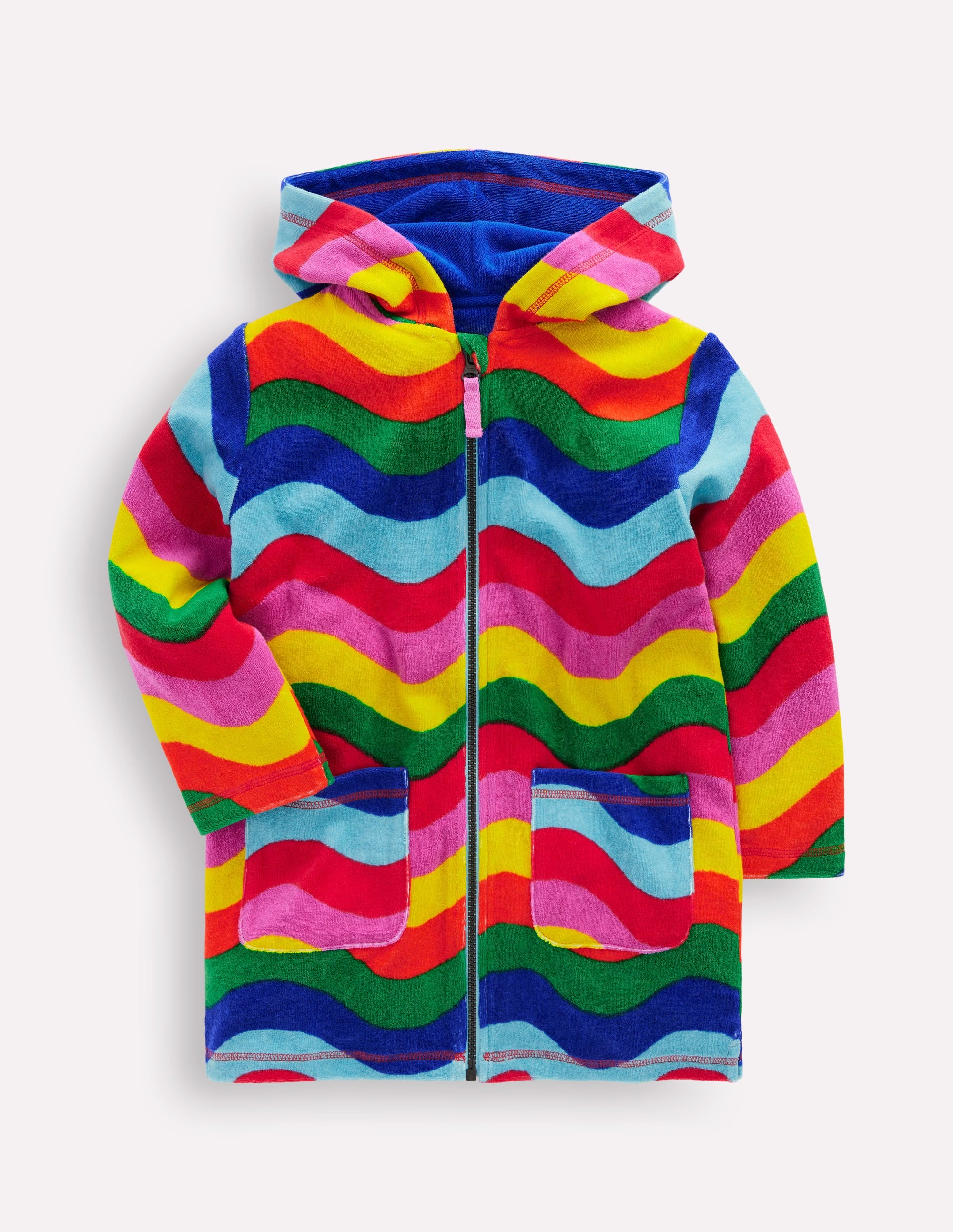 Romie Towelling Zip Throw-On-Multi Wave Stripe