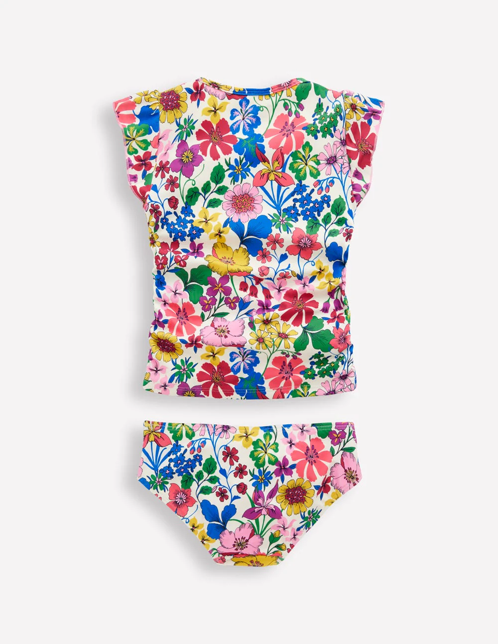 Ruched Tankini Set-Multi Rainbow Floral - Image 2